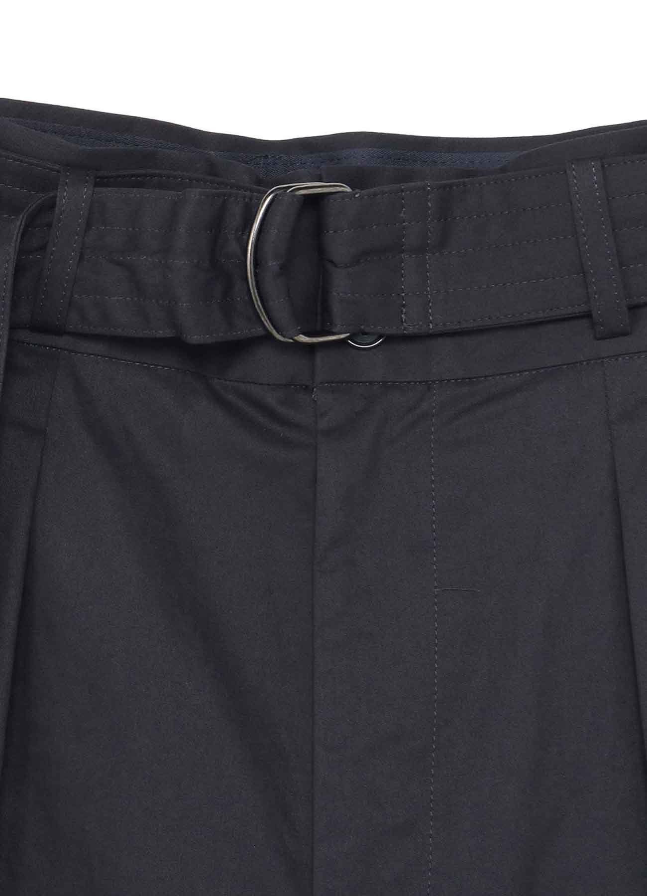Cotton Twill 2-Tuck Tapered Belt Pants