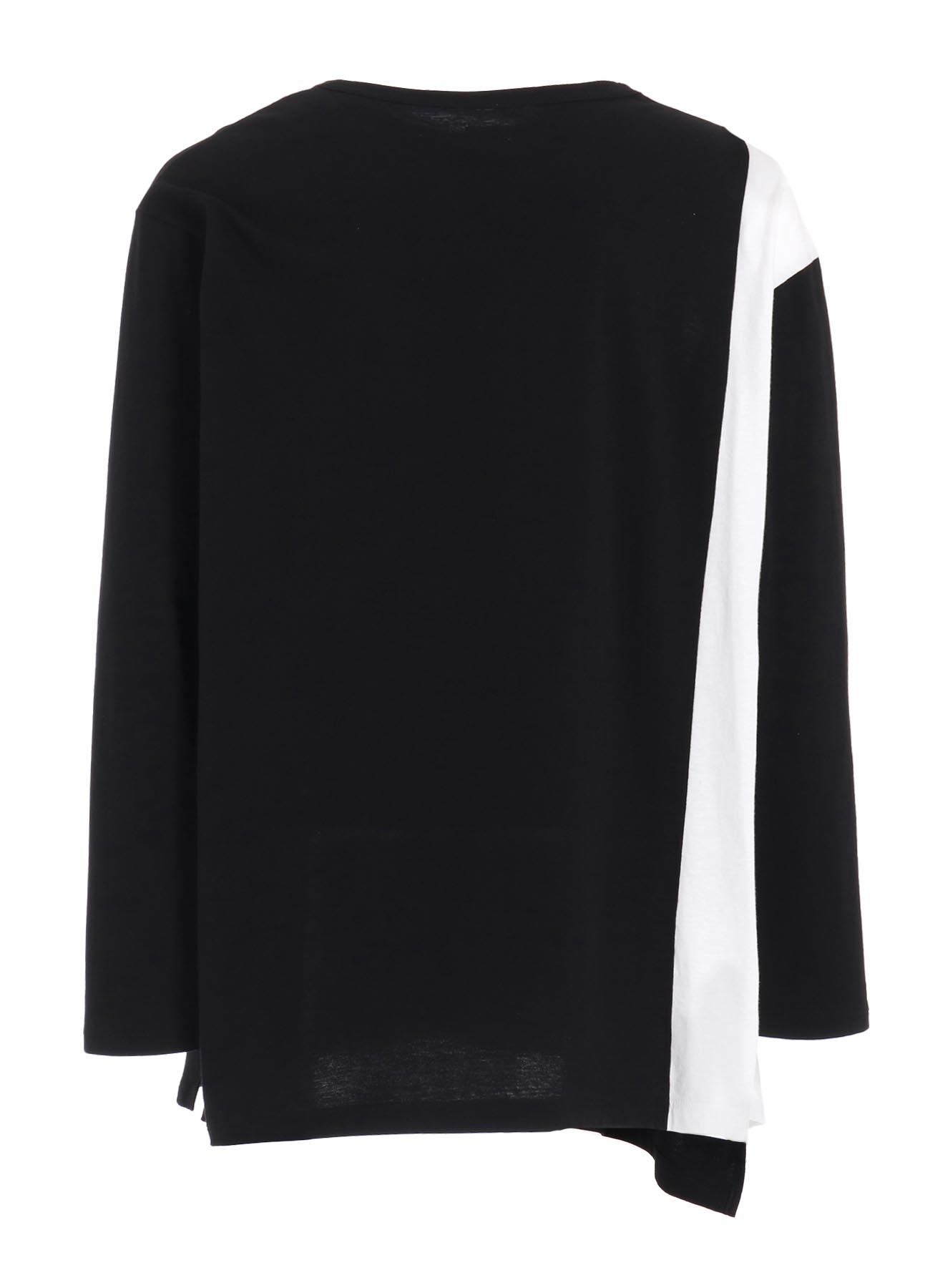 COTTON JERSEY FABRIC SWITCH L/S DRAPED T-SHIRT