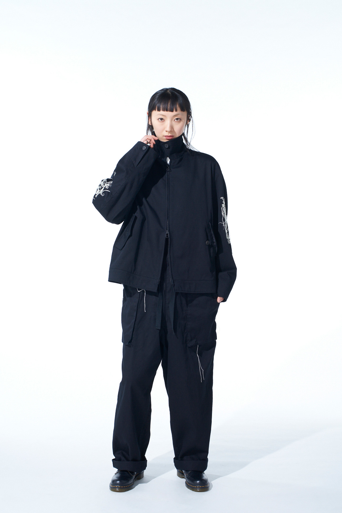 BAROQUE EMBROIDERY OVERSIZED ZIPPER BLOUSON