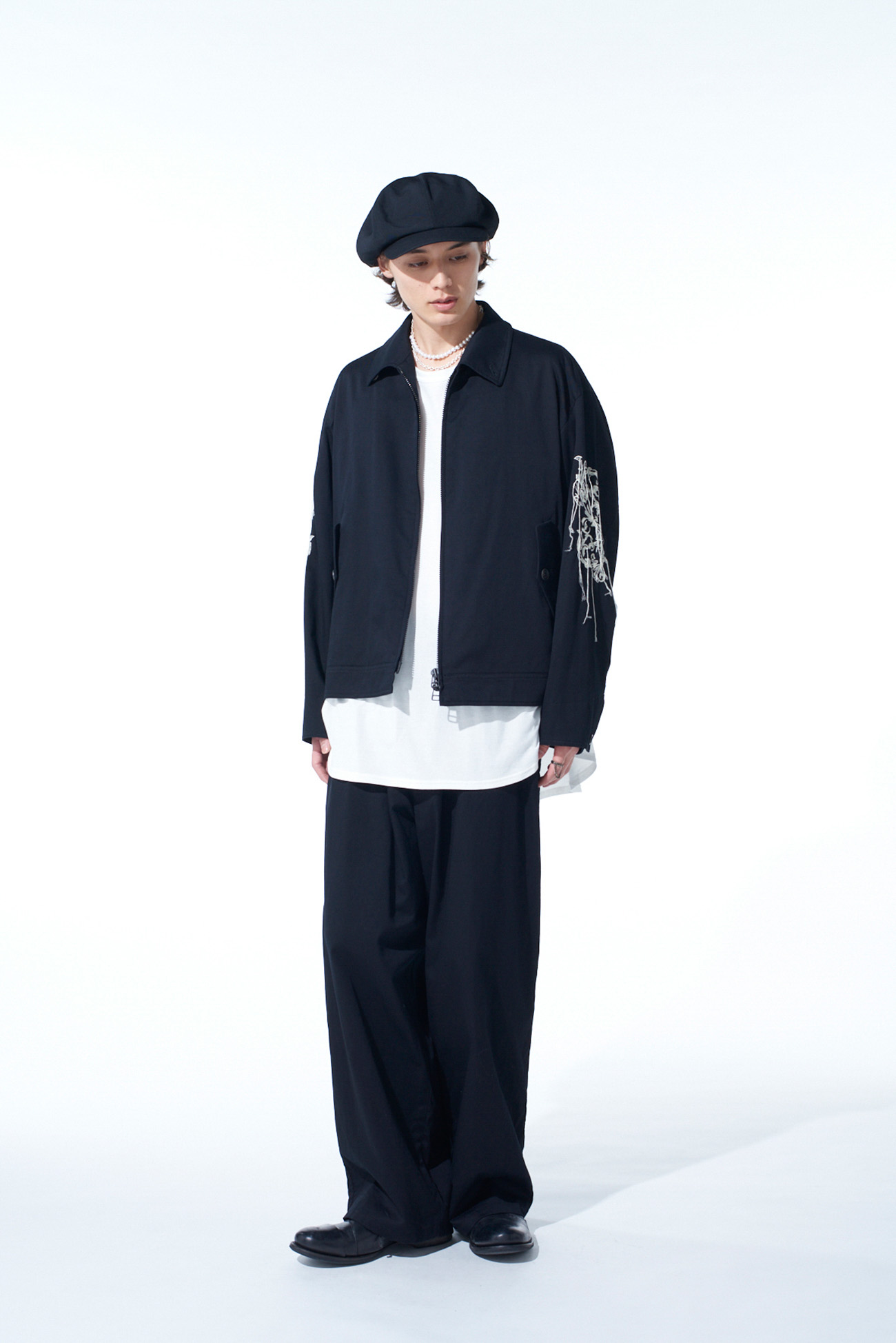 BAROQUE EMBROIDERY OVERSIZED ZIPPER BLOUSON