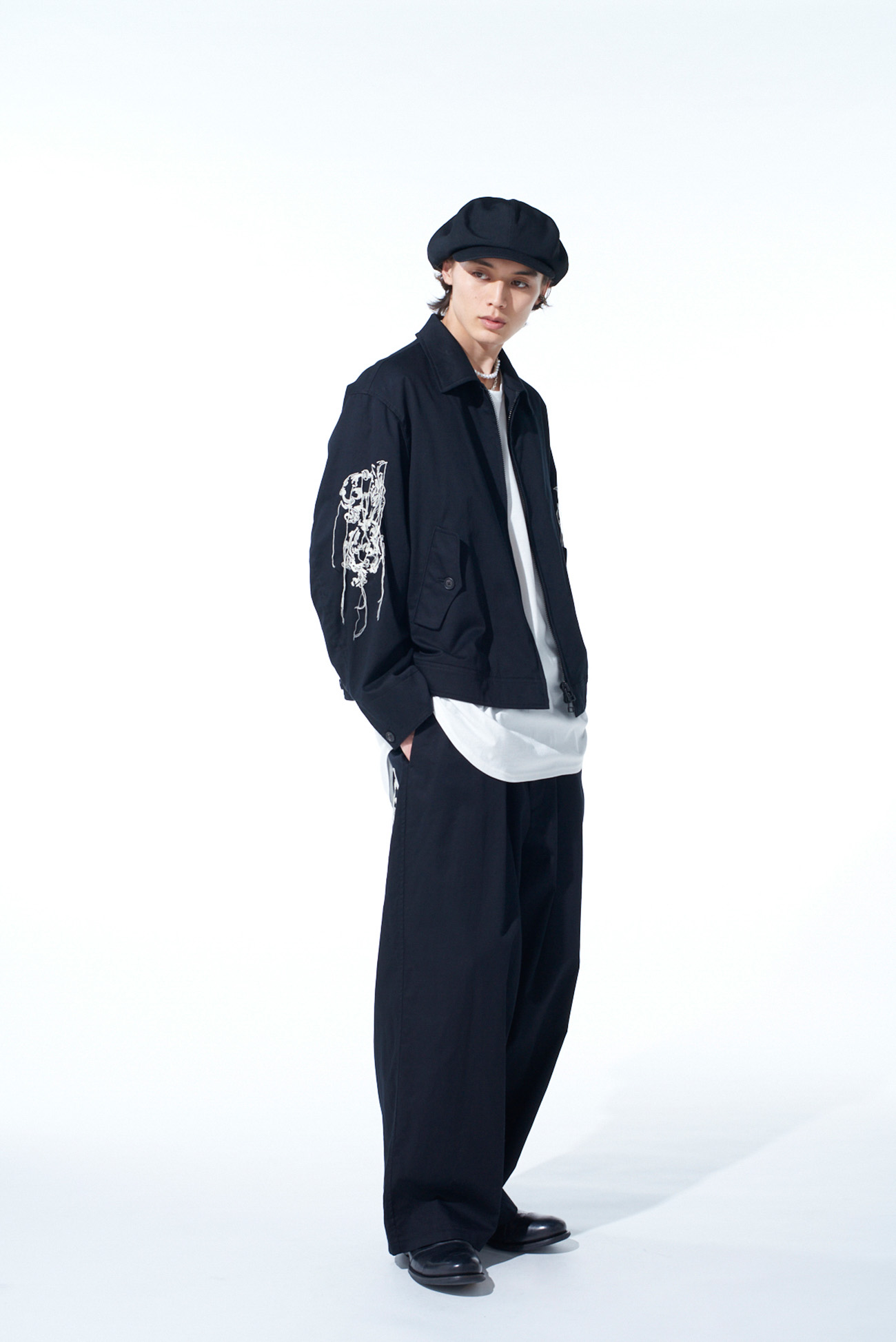 BAROQUE EMBROIDERY OVERSIZED ZIPPER BLOUSON