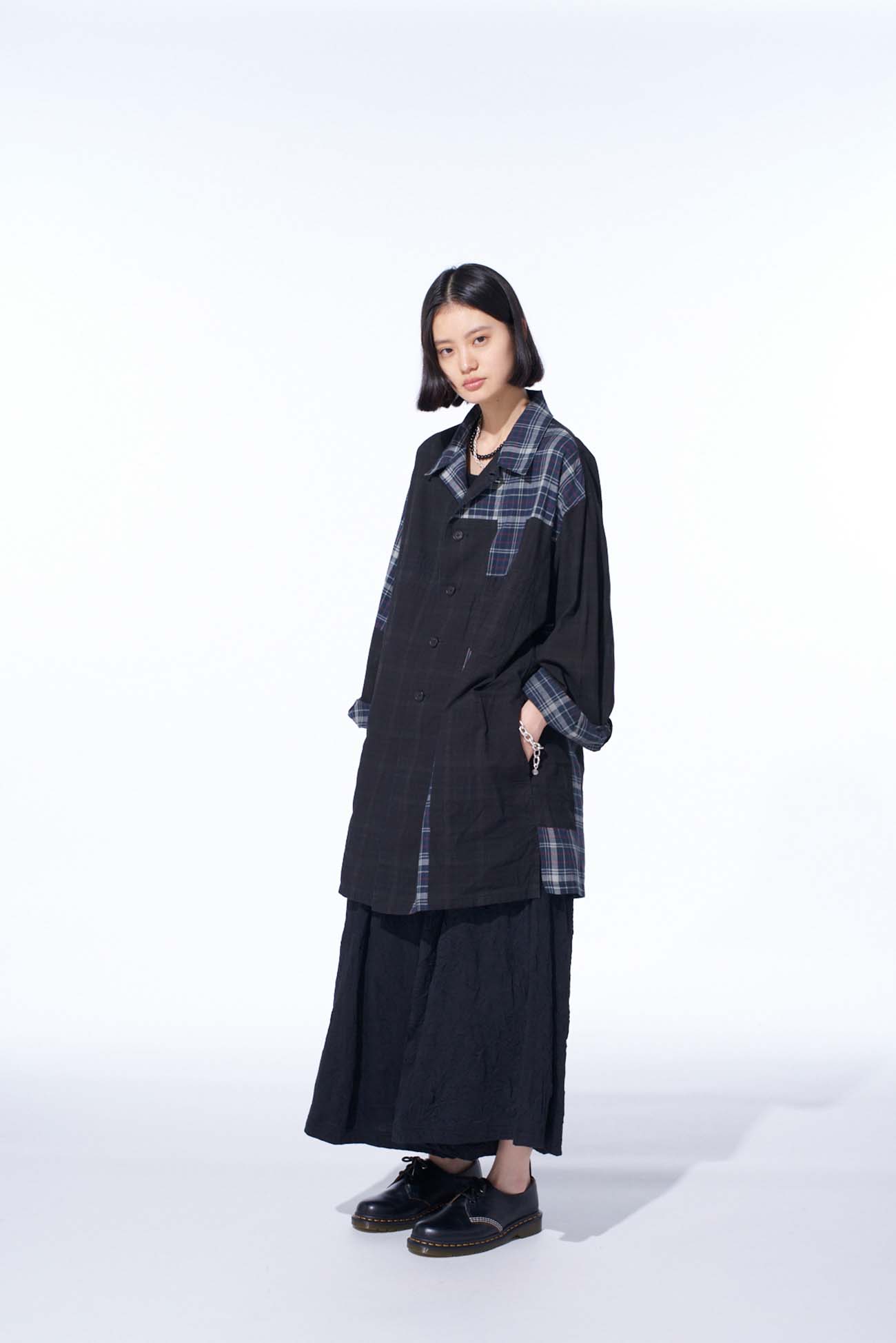MADRAS CHECK PIGMENT PRINT SHIRT-BLOUSON