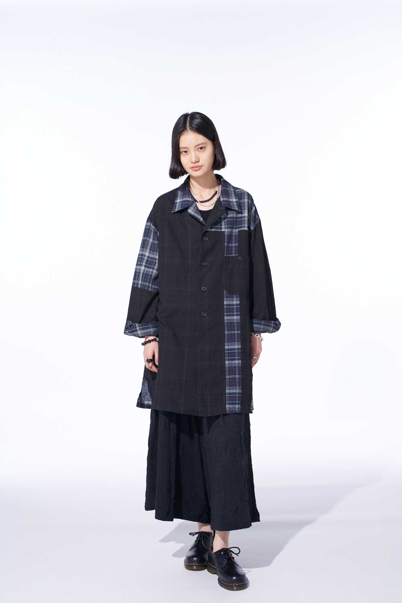 MADRAS CHECK PIGMENT PRINT SHIRT-BLOUSON