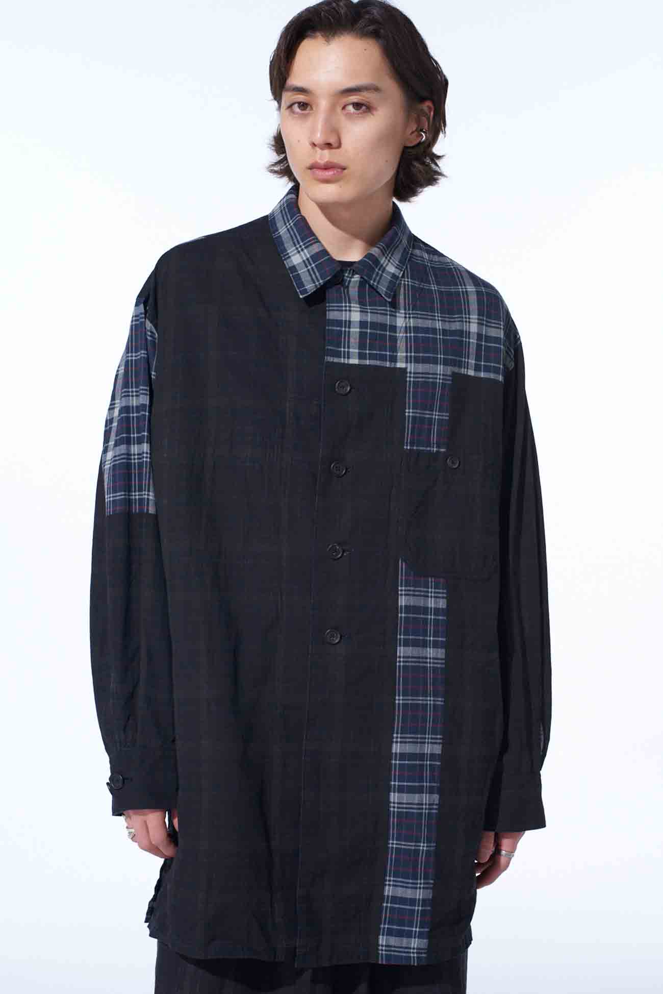 MADRAS CHECK PIGMENT PRINT SHIRT-BLOUSON