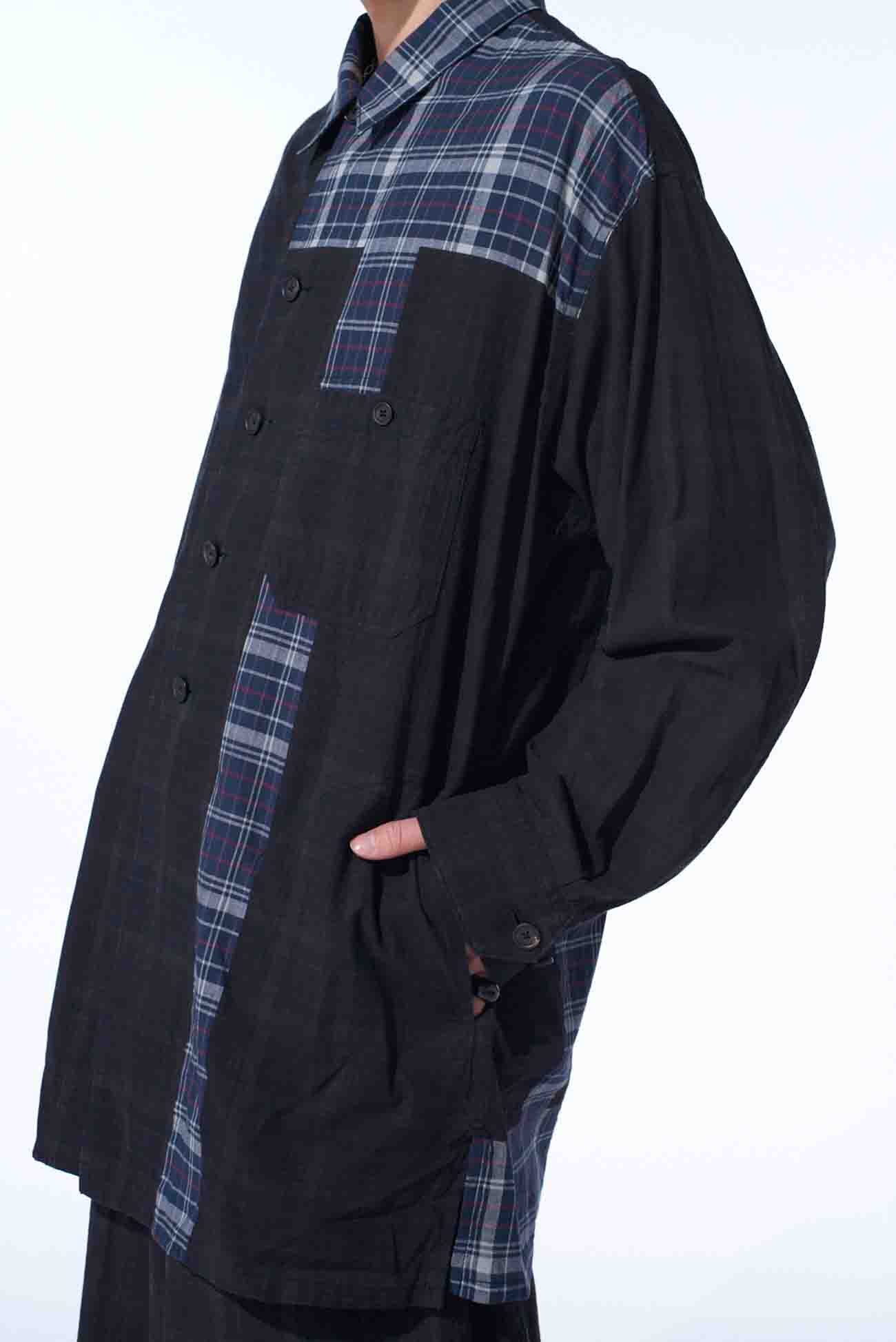 MADRAS CHECK PIGMENT PRINT SHIRT-BLOUSON