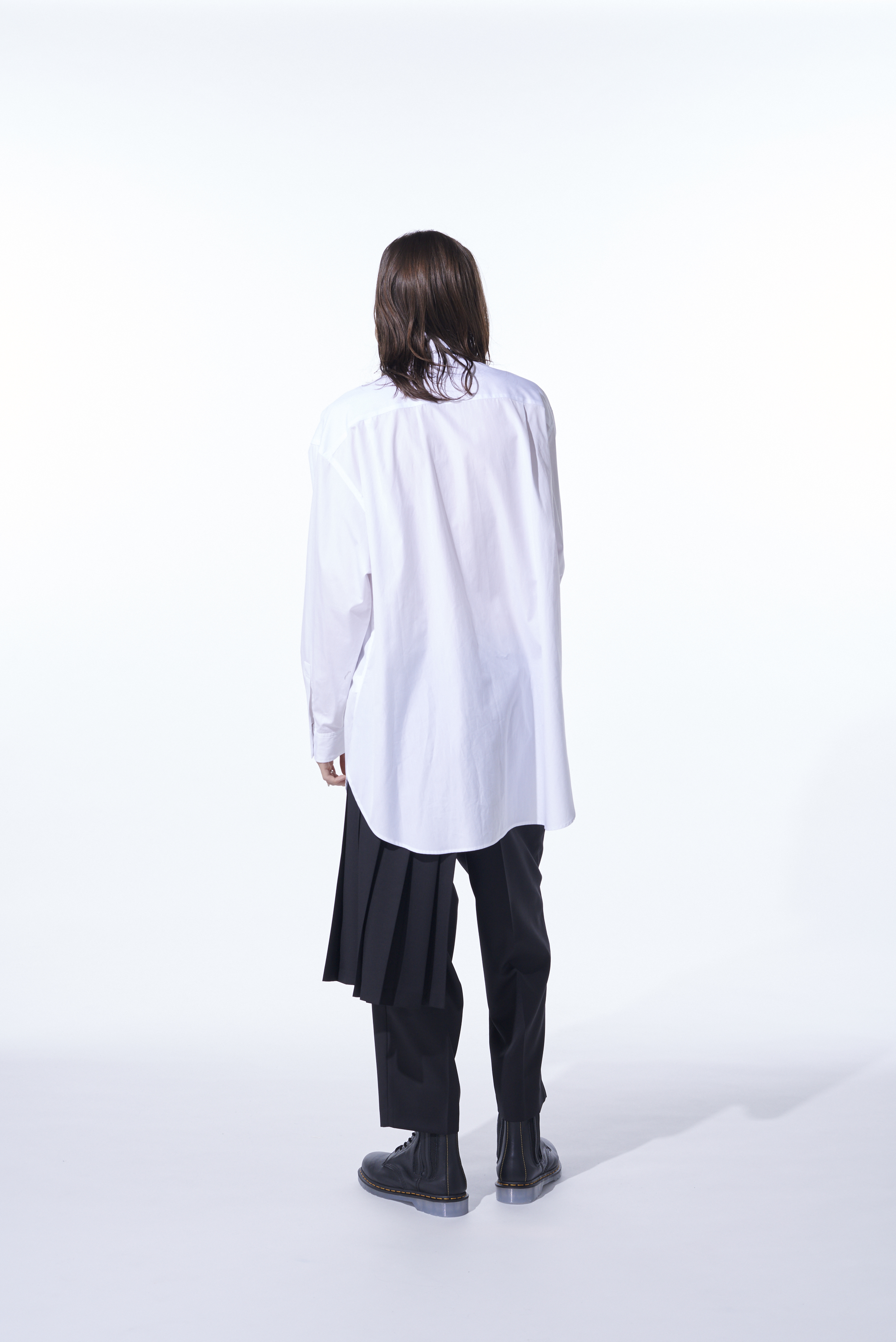 COTTON BROAD CLOTH STAND COLLAR SHIRT WITH DESIGN PLACKET
