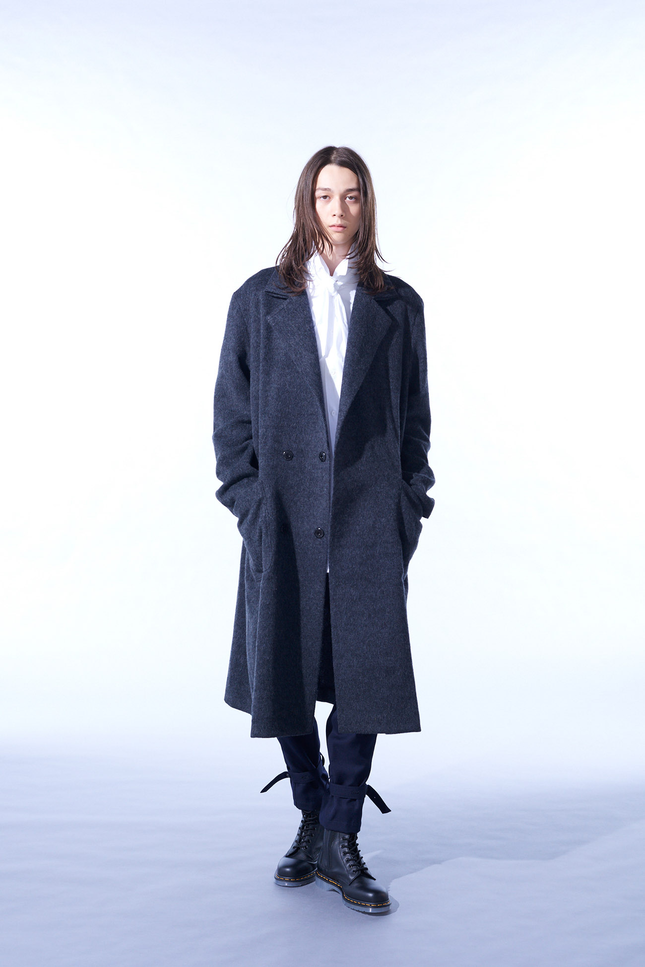 ECO WOOL BEAVER DOUBLE-BREASTED SNAP BUTTON LONG COAT