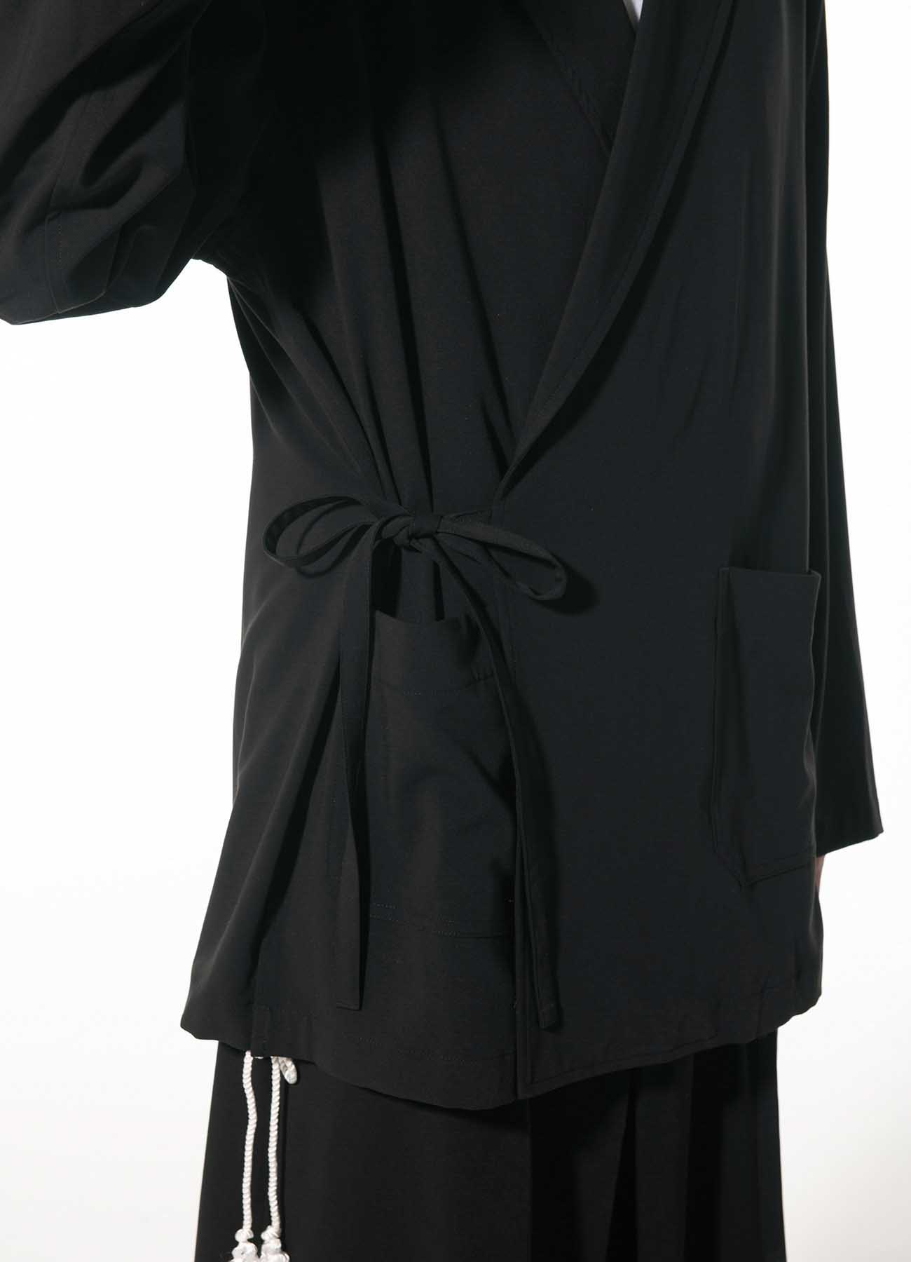 PE/RAYON GABARDINE STRETCH WRAP HAORI TAILORED JACKET(M Black): S 