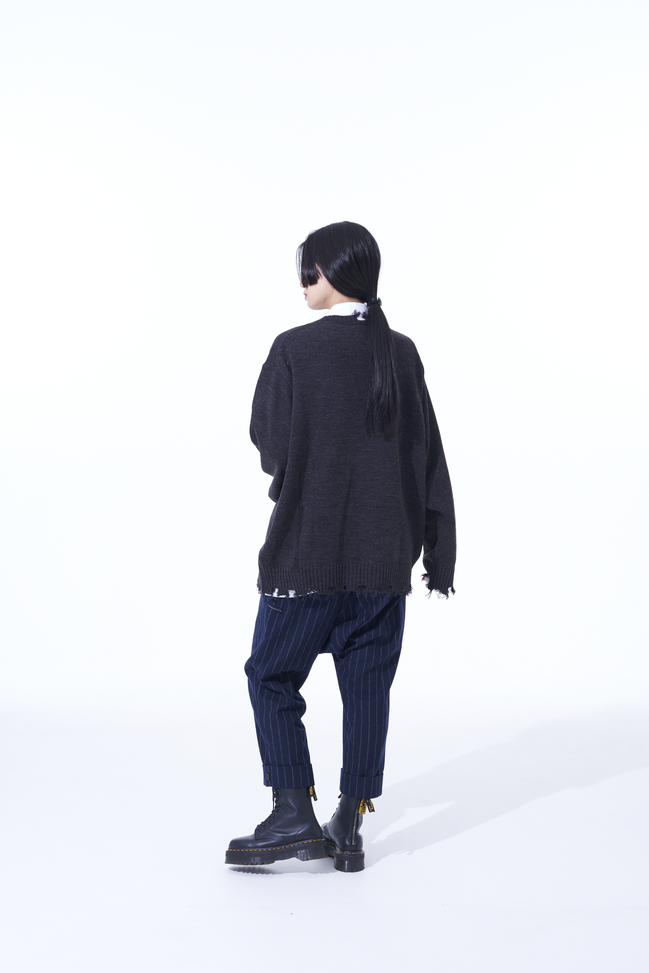 7G BULKY WOOL DAMAGE ROUND NECK PULLOVER
