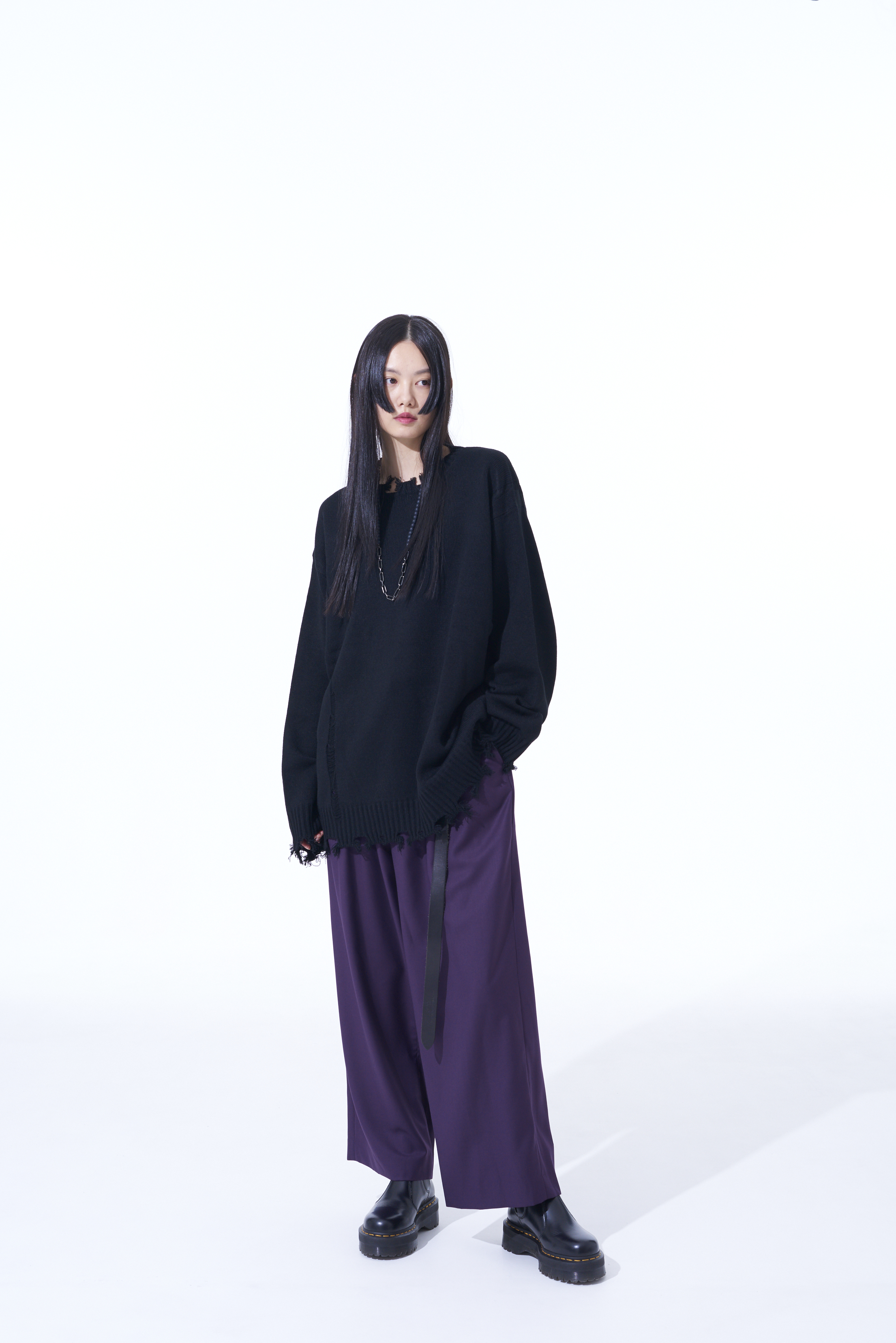 PE/RY CLEAR TWILL 2-TUCK WIDE STRAIGHT PANTS