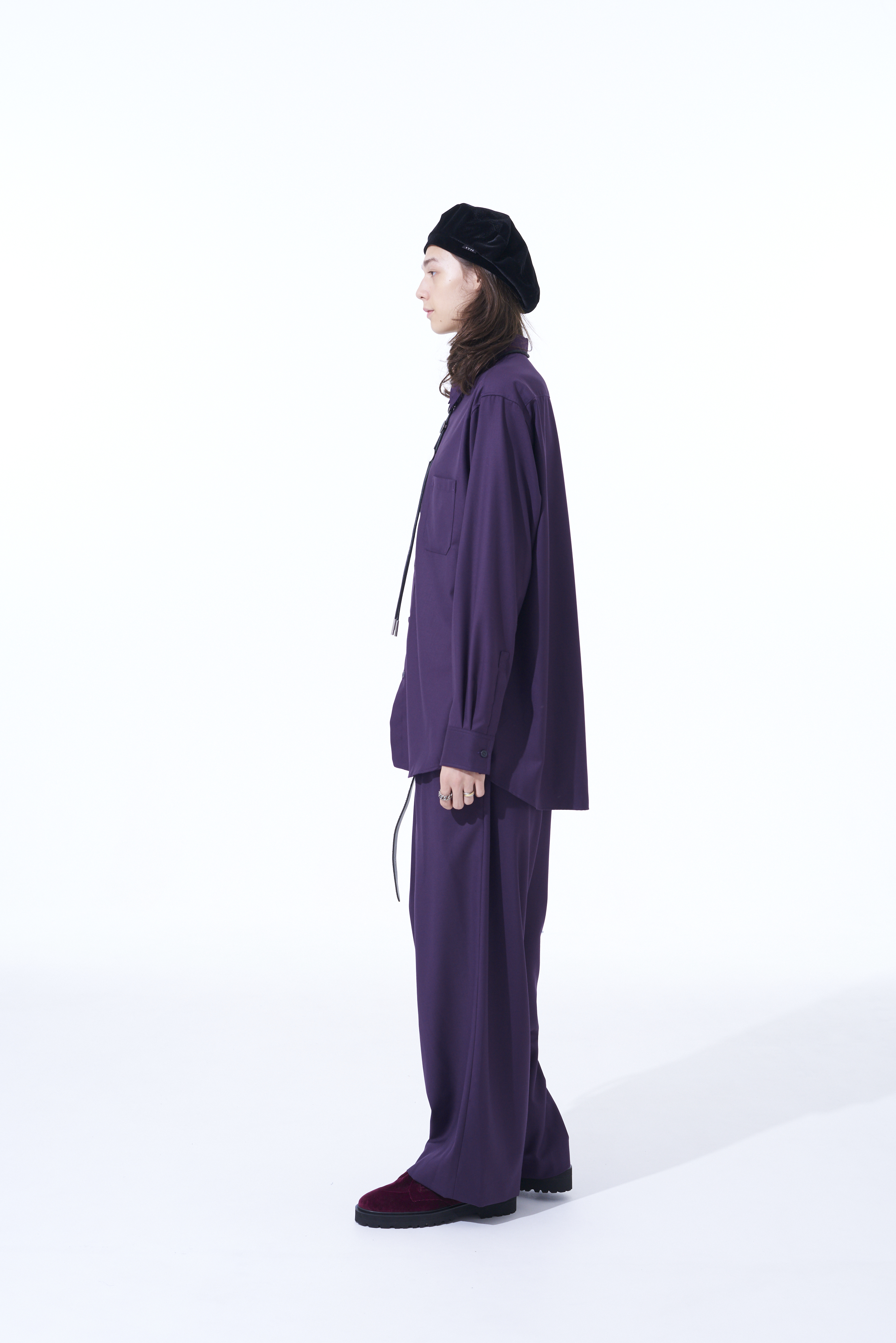 PE/RY CLEAR TWILL 2-TUCK WIDE STRAIGHT PANTS