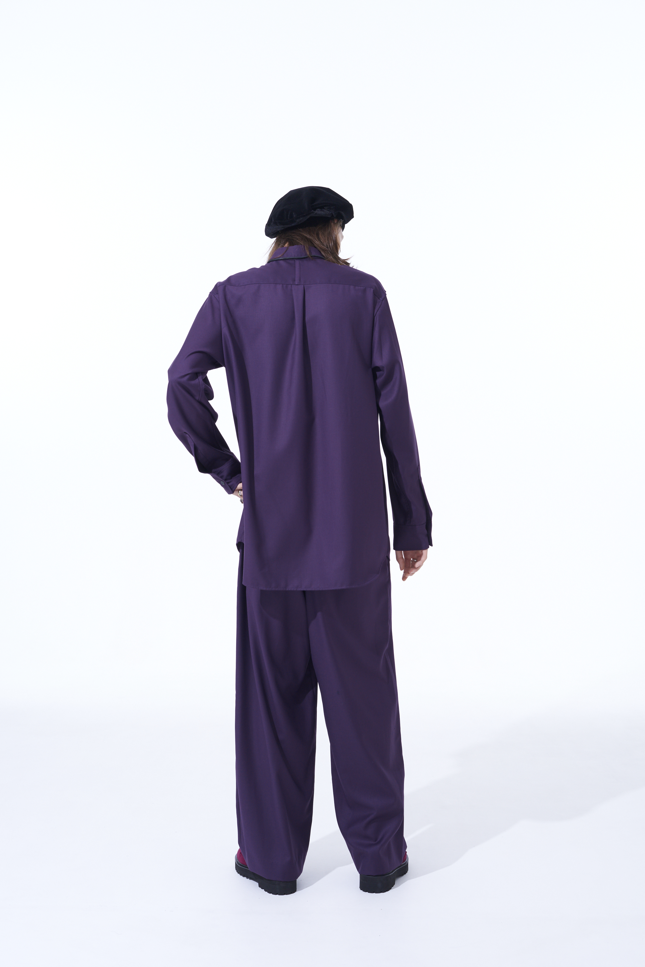 PE/RY CLEAR TWILL 2-TUCK WIDE STRAIGHT PANTS