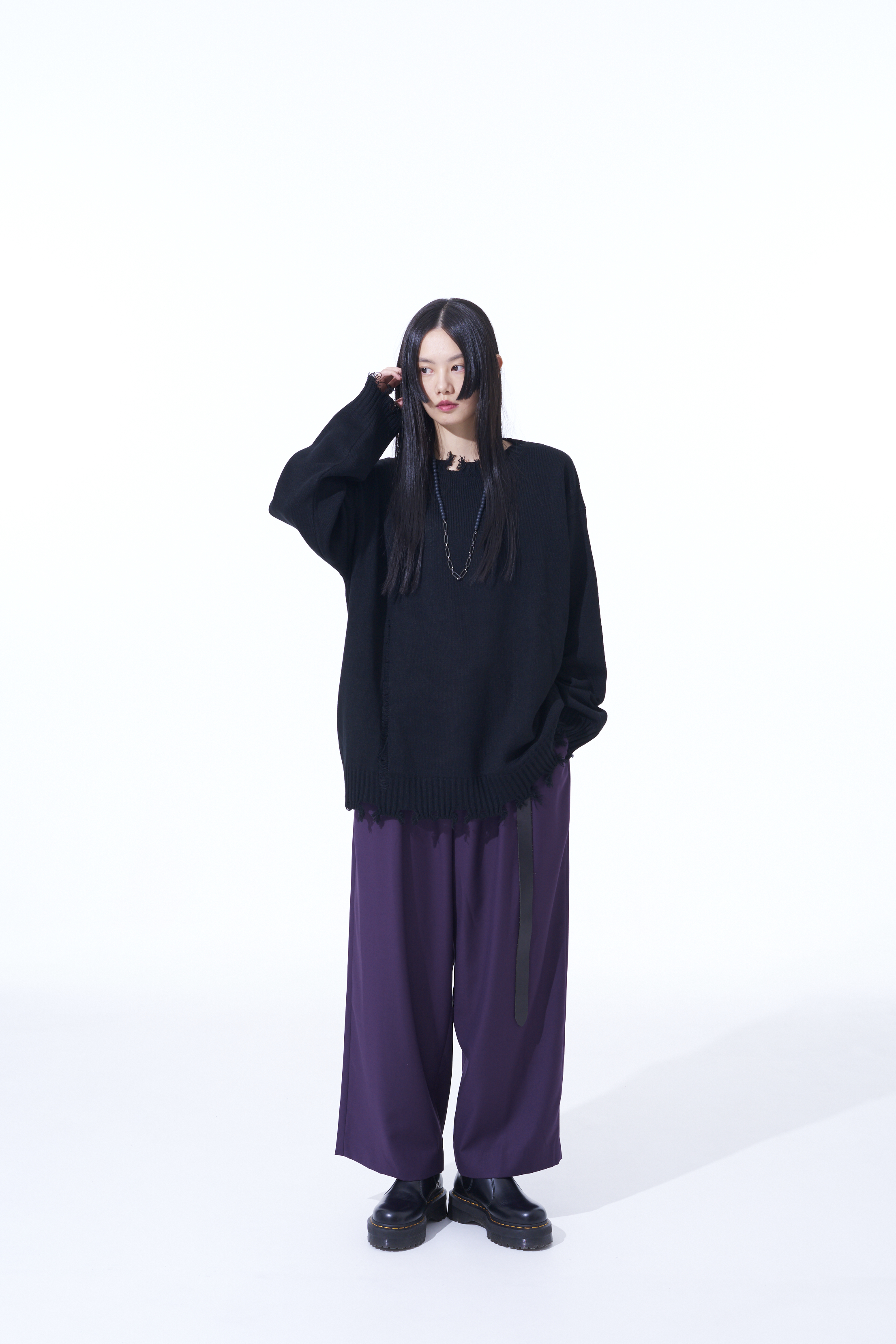 PE/RY CLEAR TWILL 2-TUCK WIDE STRAIGHT PANTS