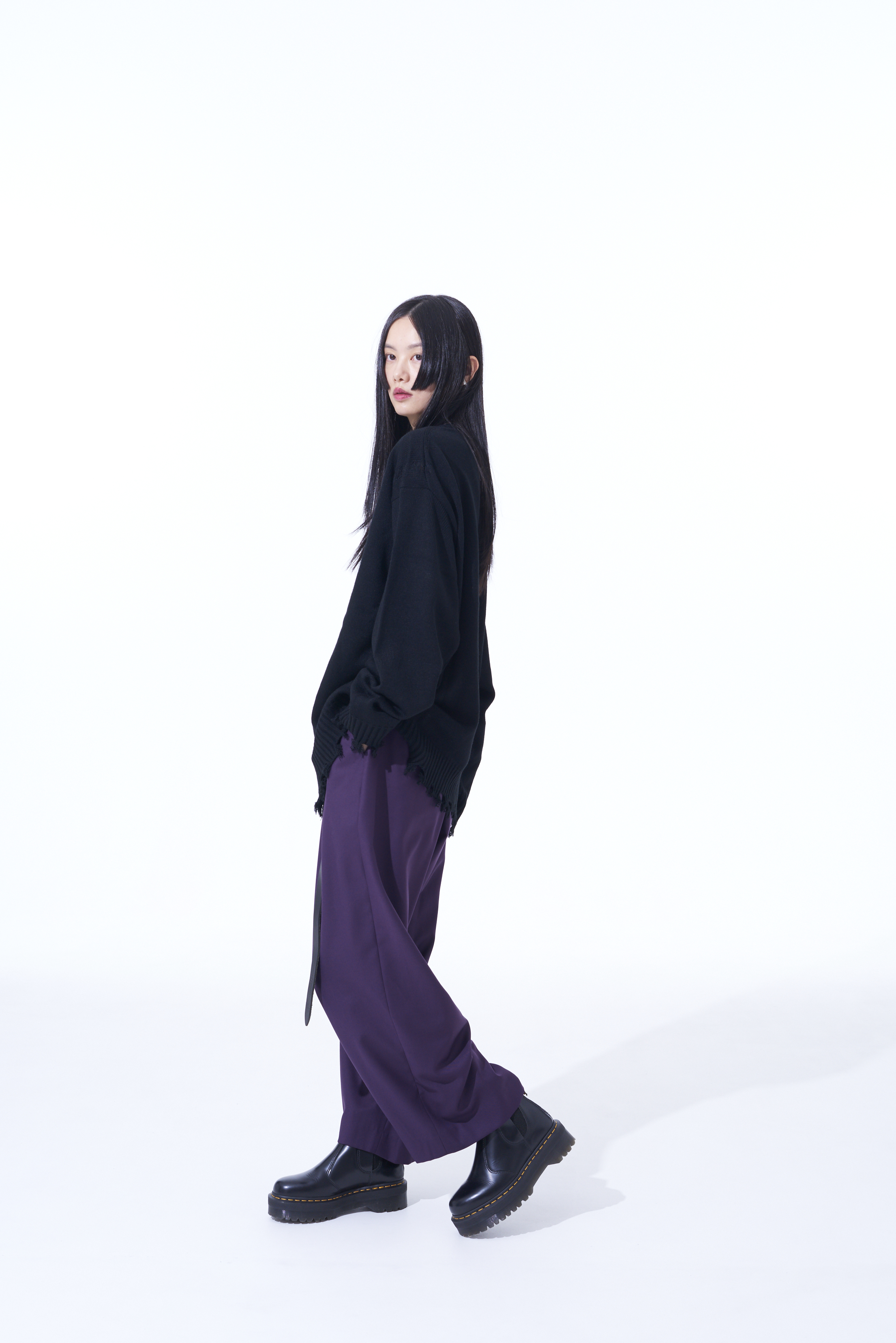 PE/RY CLEAR TWILL 2-TUCK WIDE STRAIGHT PANTS