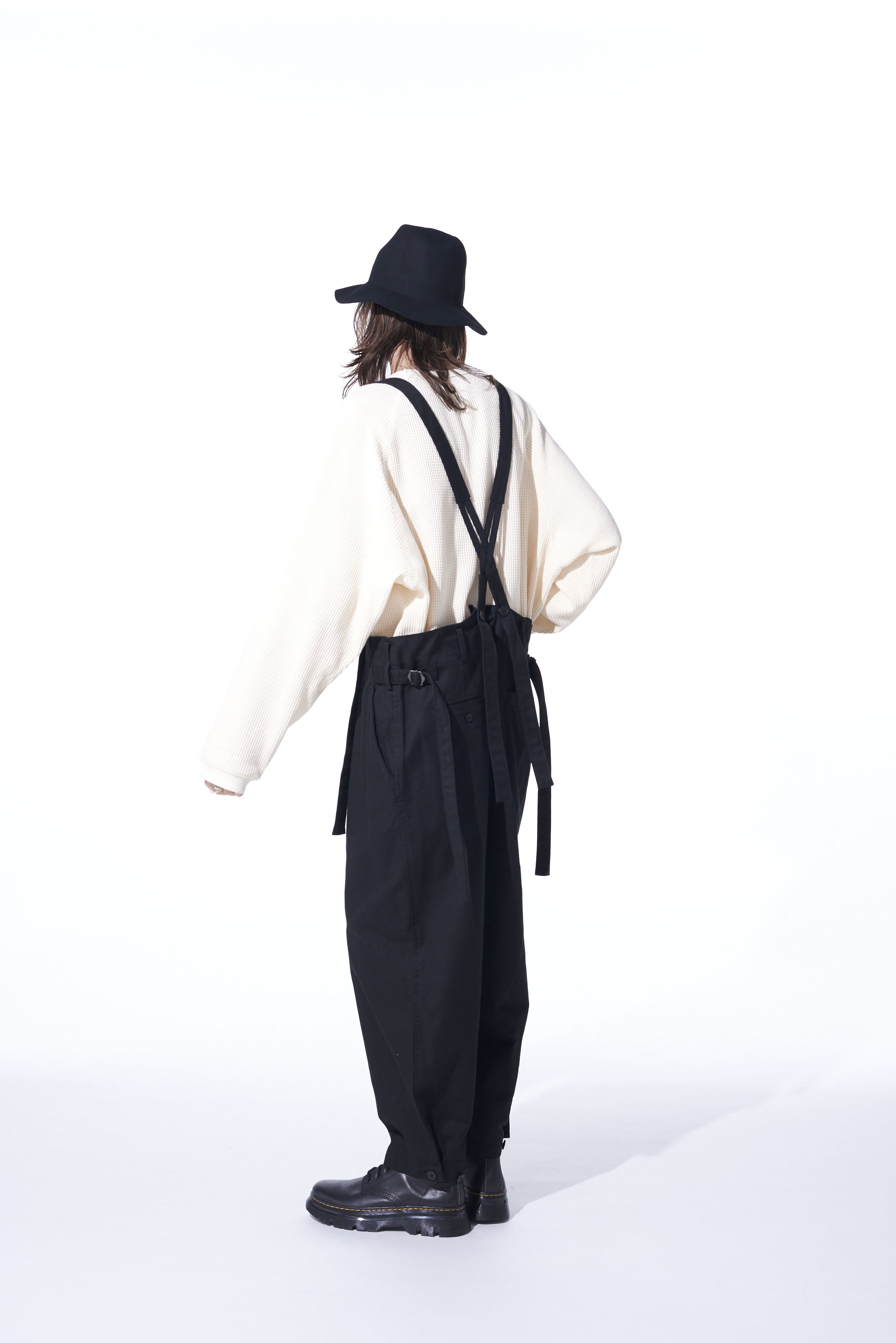 FRENCH WORKER SURGE SUSPENDER PANTS WITH HEM BUTTON DETAIL