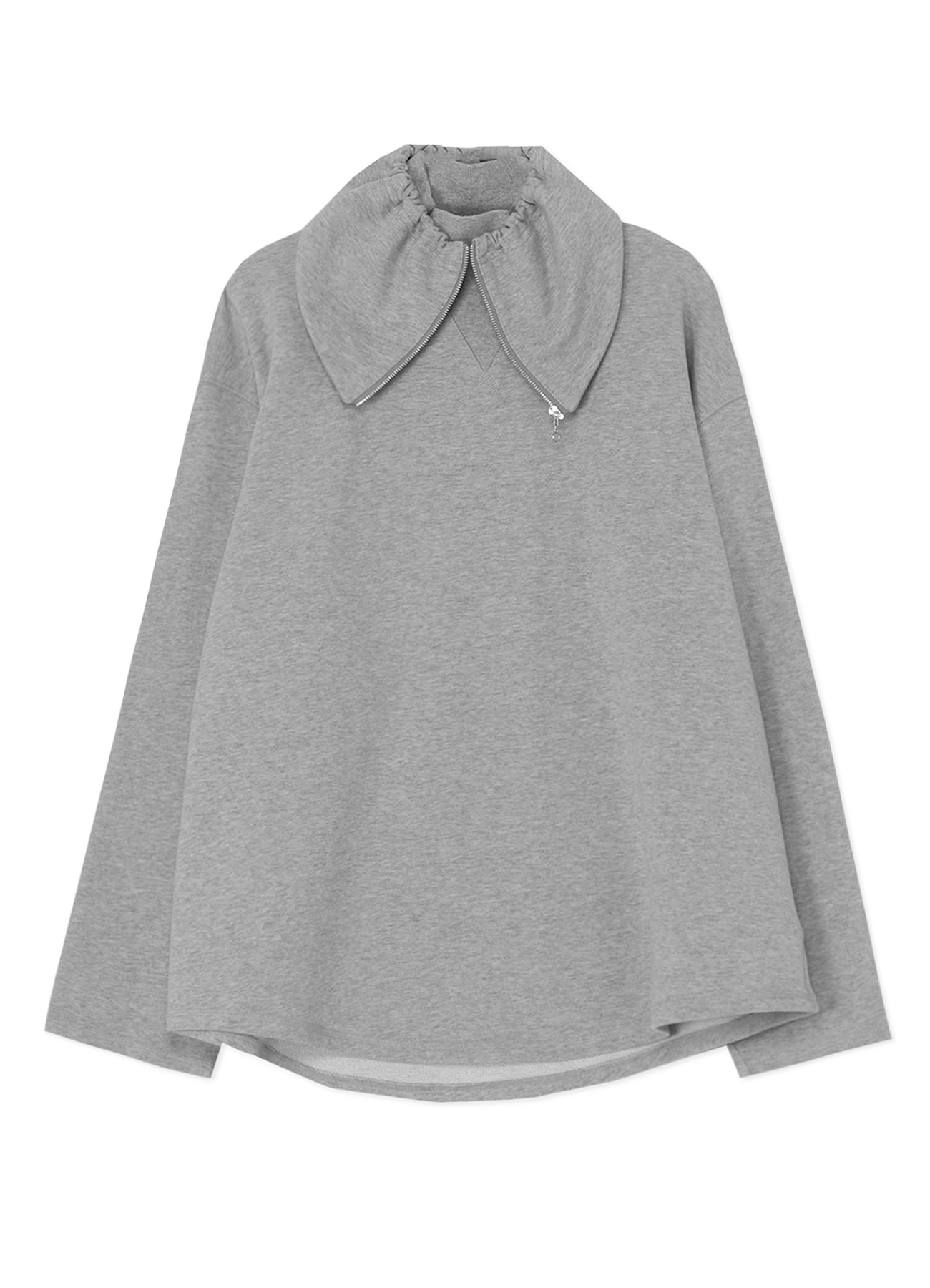 COTTON FLEECE HIGH NECK SWEATSHIRT WITH ZIPPER DETAIL