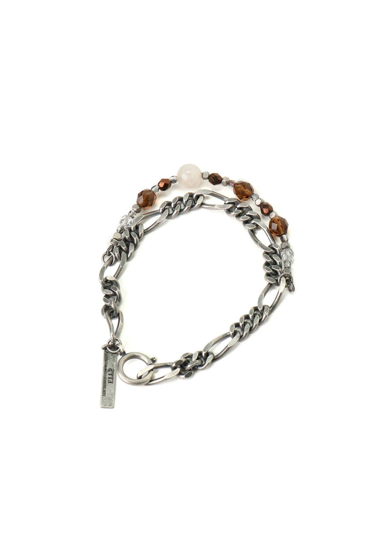 Rutile quartz + Glass Beads Brass Bracelet