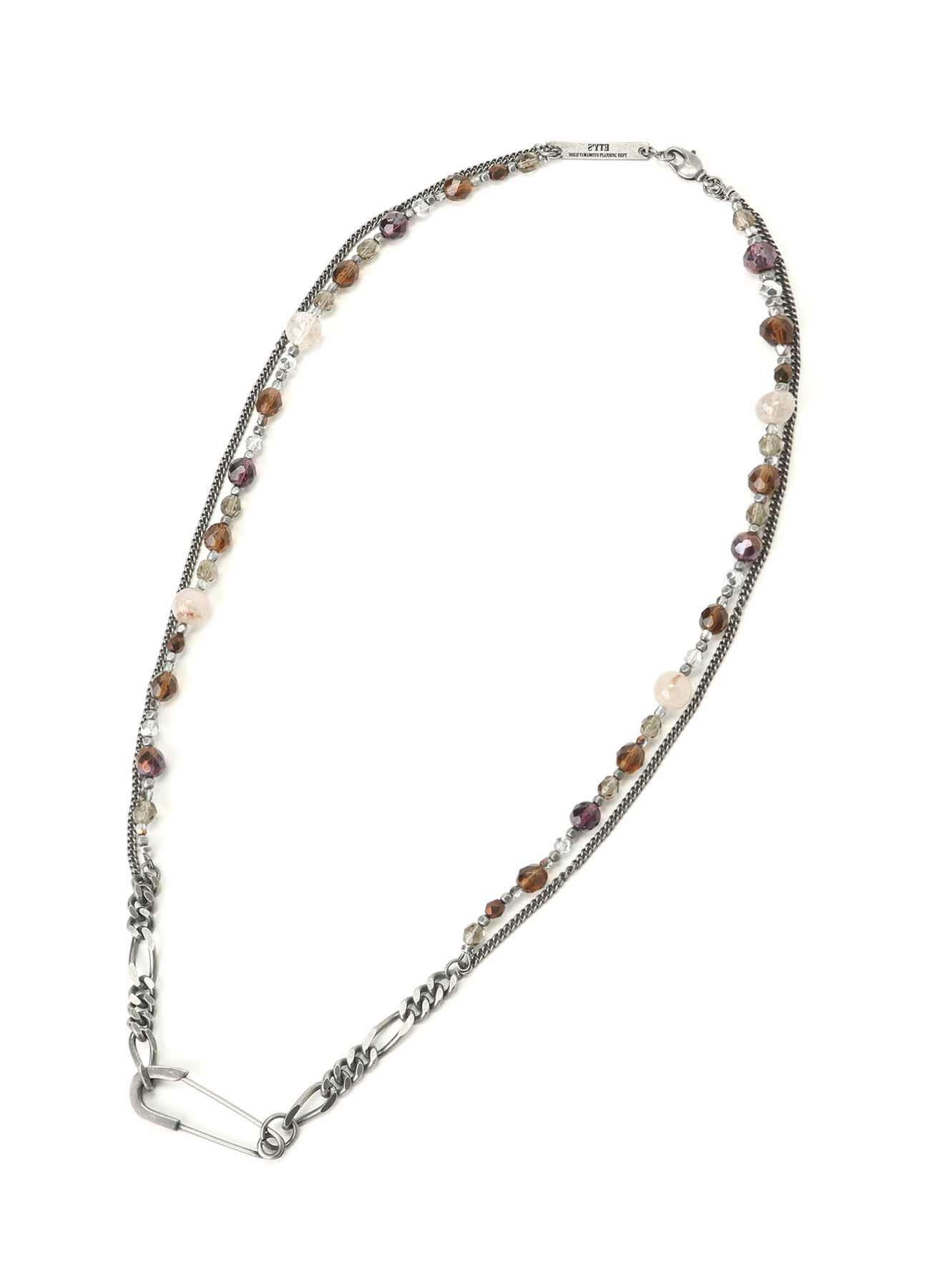 Rutile quartz + Glass Beads Brass Necklace