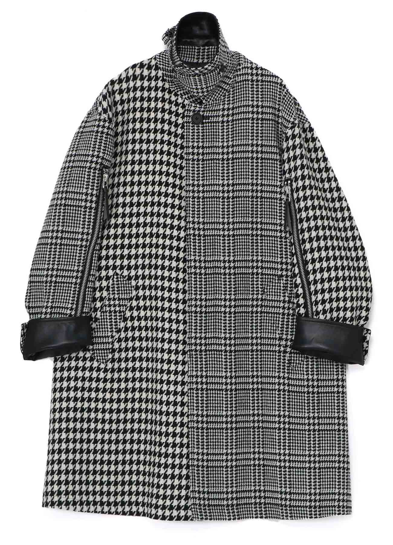Crazy Staggered Pattern Big Collar Zipper Sleeves Coat