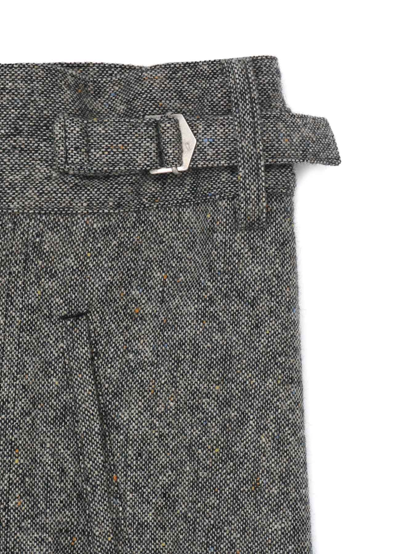 Etermine Nep Tweed+Cotton Twill Left Front Switching One-tuck Pants
