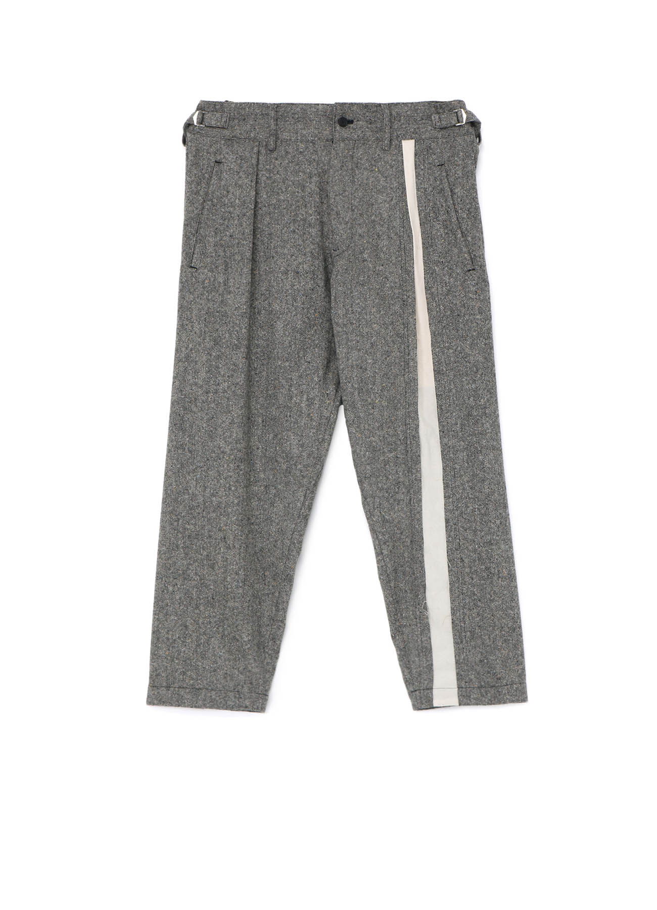 Etermine Nep Tweed+Cotton Twill Left Front Switching One-tuck Pants
