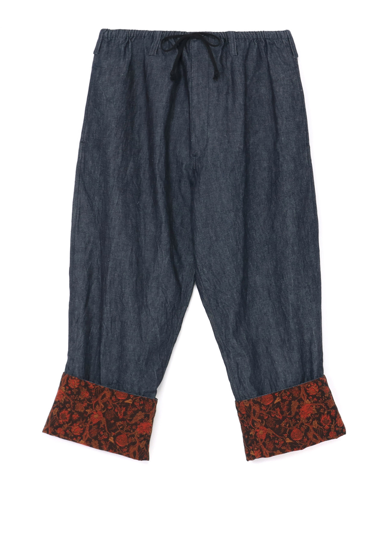 10oz Denim Ethnic Thorn Pattern Jacquard Waist String Pants