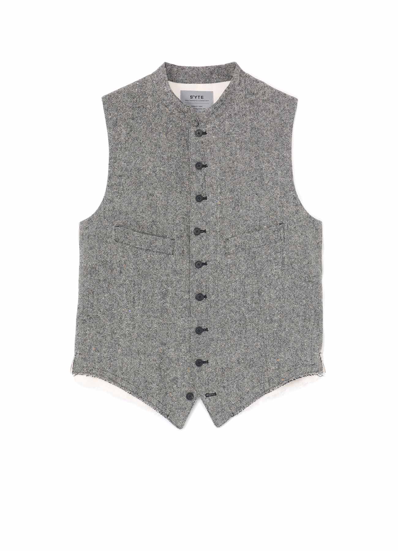 Etermine Nep Tweed+Cotton Twill Stand Collar Vest