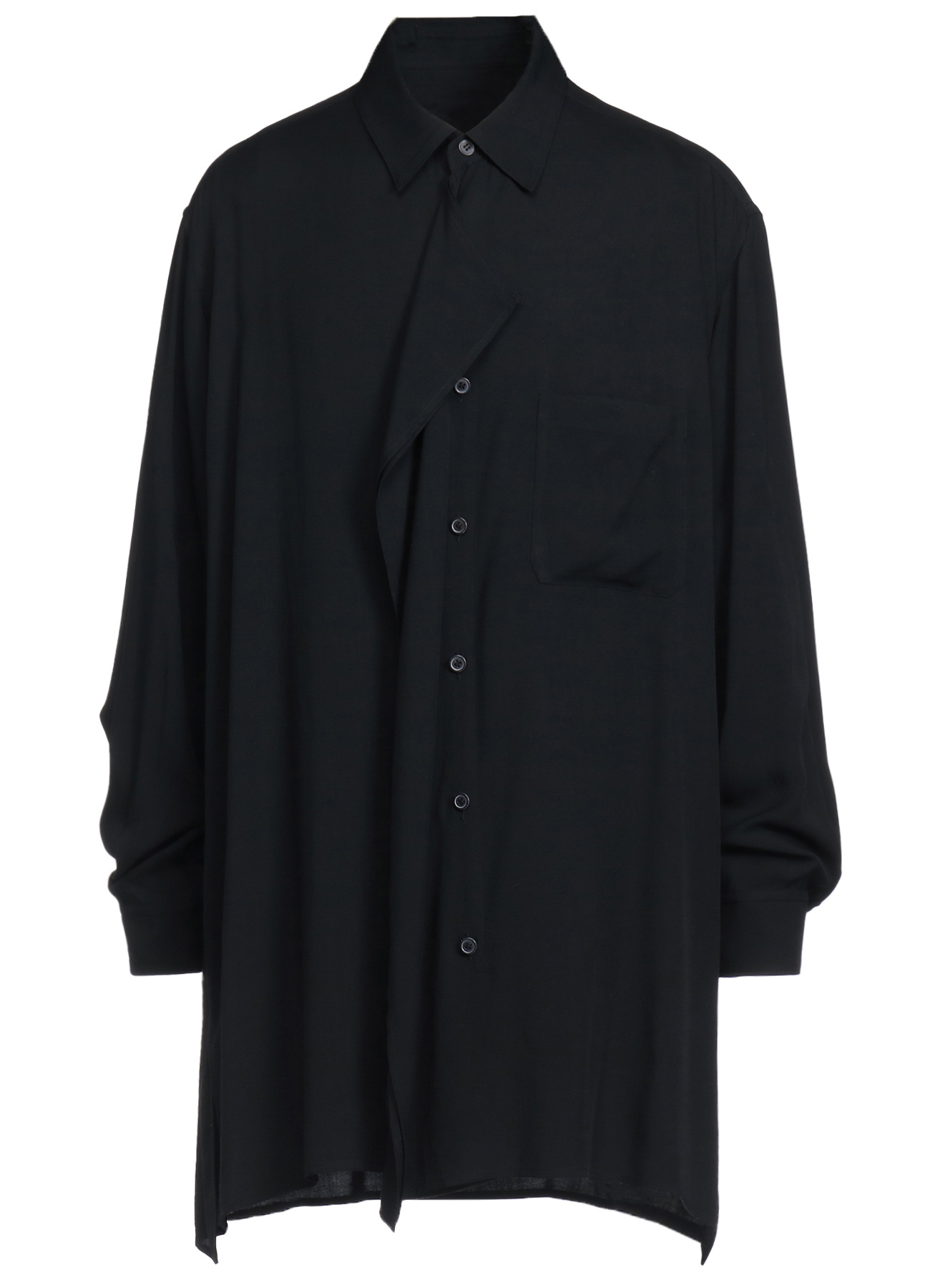 RAYON WASHER TWILL DOUBLE-TAILORED FRONT DRAPED SHIRT
