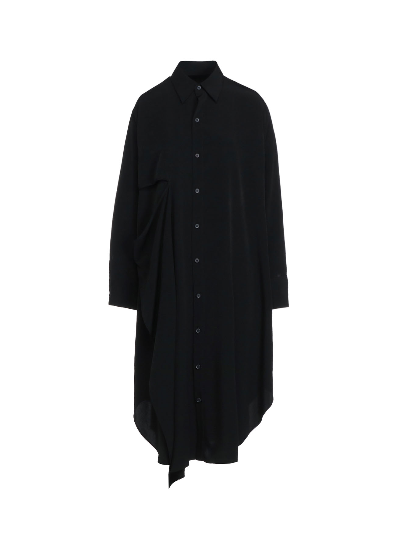 CREPE DE CHINE SHIRT DRESS WITH DOUBLE-TAILORED RIGHT FRONT