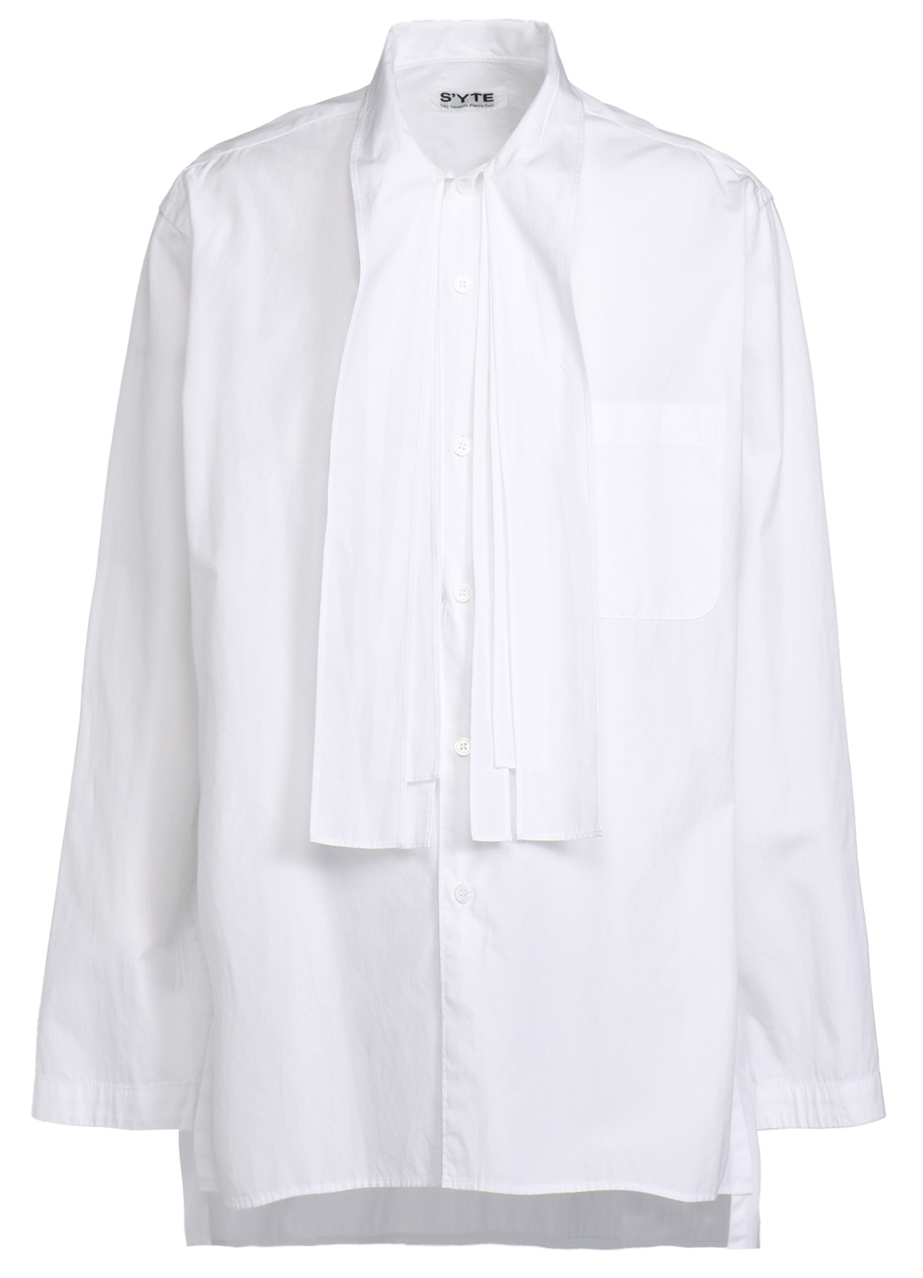 COTTON BROAD CLOTH BOW COLLAR SHIRT