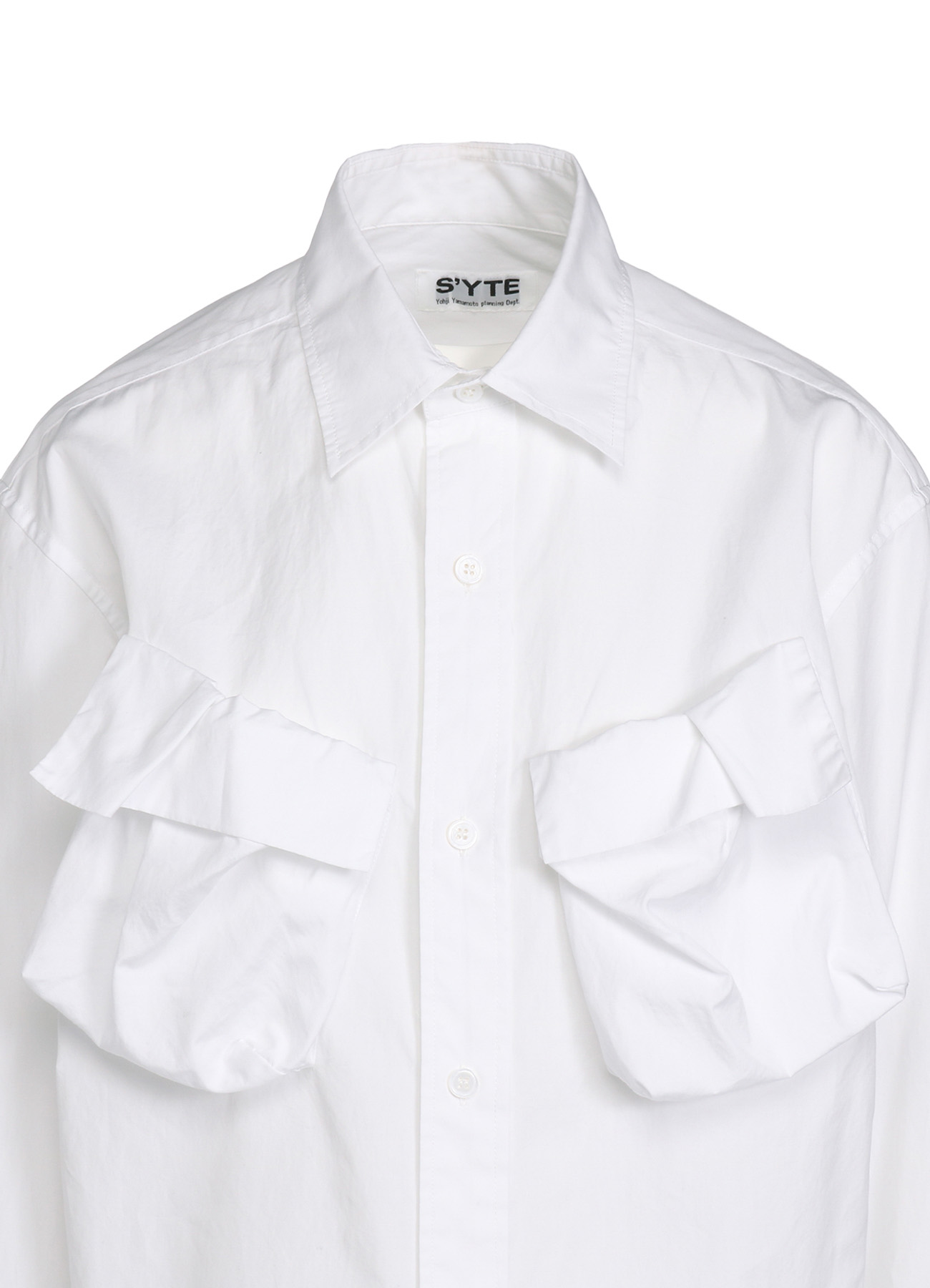 COTTON BROAD CLOTH DECONSTRUCTED CHEST POCKETS SHIRT