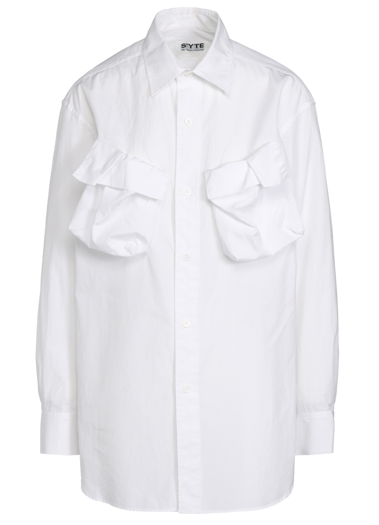 COTTON BROAD CLOTH DECONSTRUCTED CHEST POCKETS SHIRT