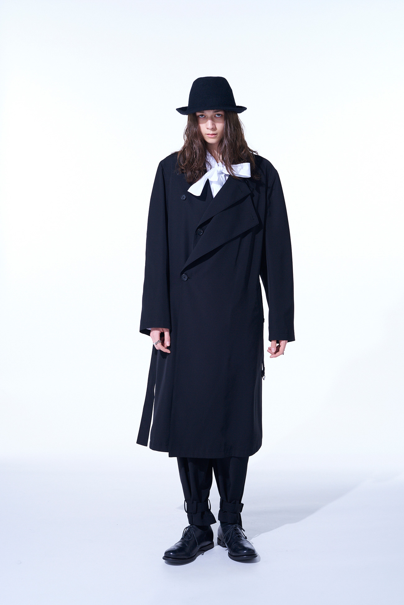 POLYESTER GABARDINE DOUBLE-BREASTED COAT WITH DOUBLE-TAILORED LEFT FRONT