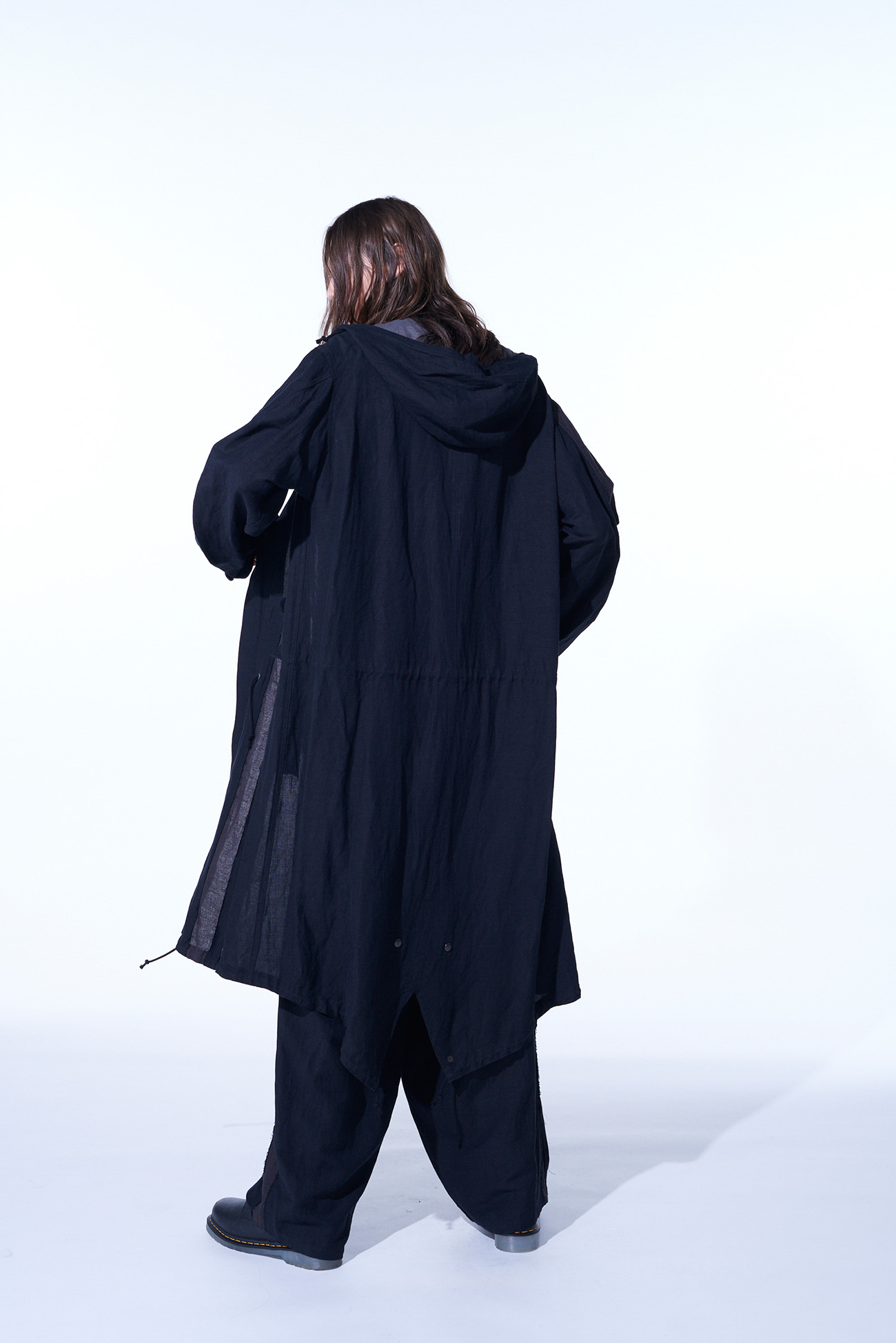 BIO-WASHED DUAL FABRIC MODS COAT WITH CUT-OUT DESIGN