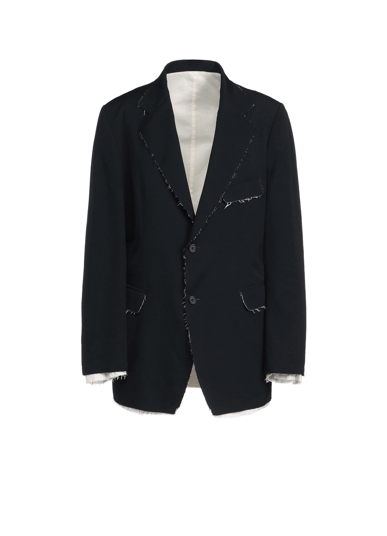 WASHER FINISHED WOOL GABARDINE REVERSIBLE JACKET WITH CUT-OUT DESIGN