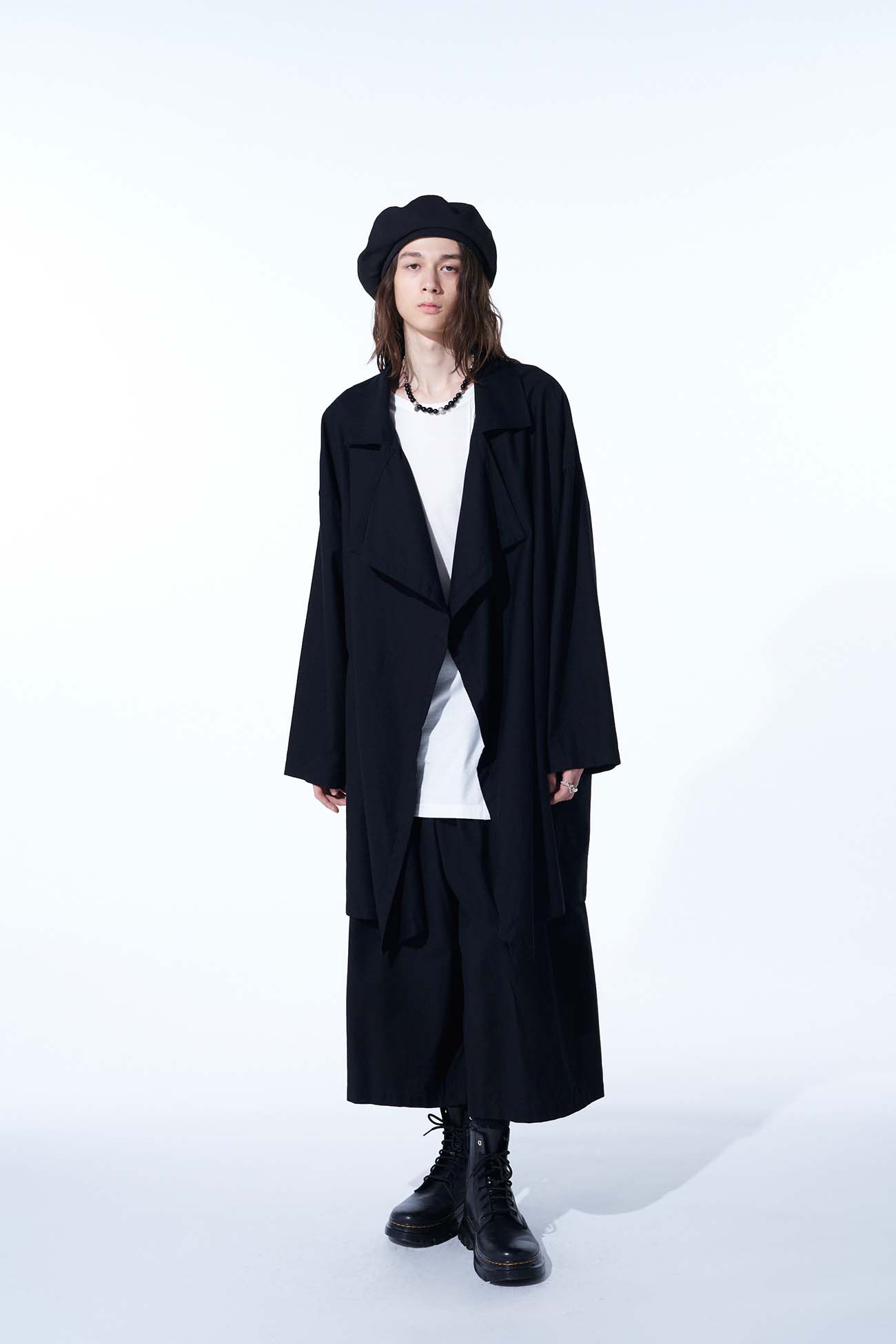COTTON TWILL CROPPED WIDE PANTS WITH GUSSETED FLAP POCKET