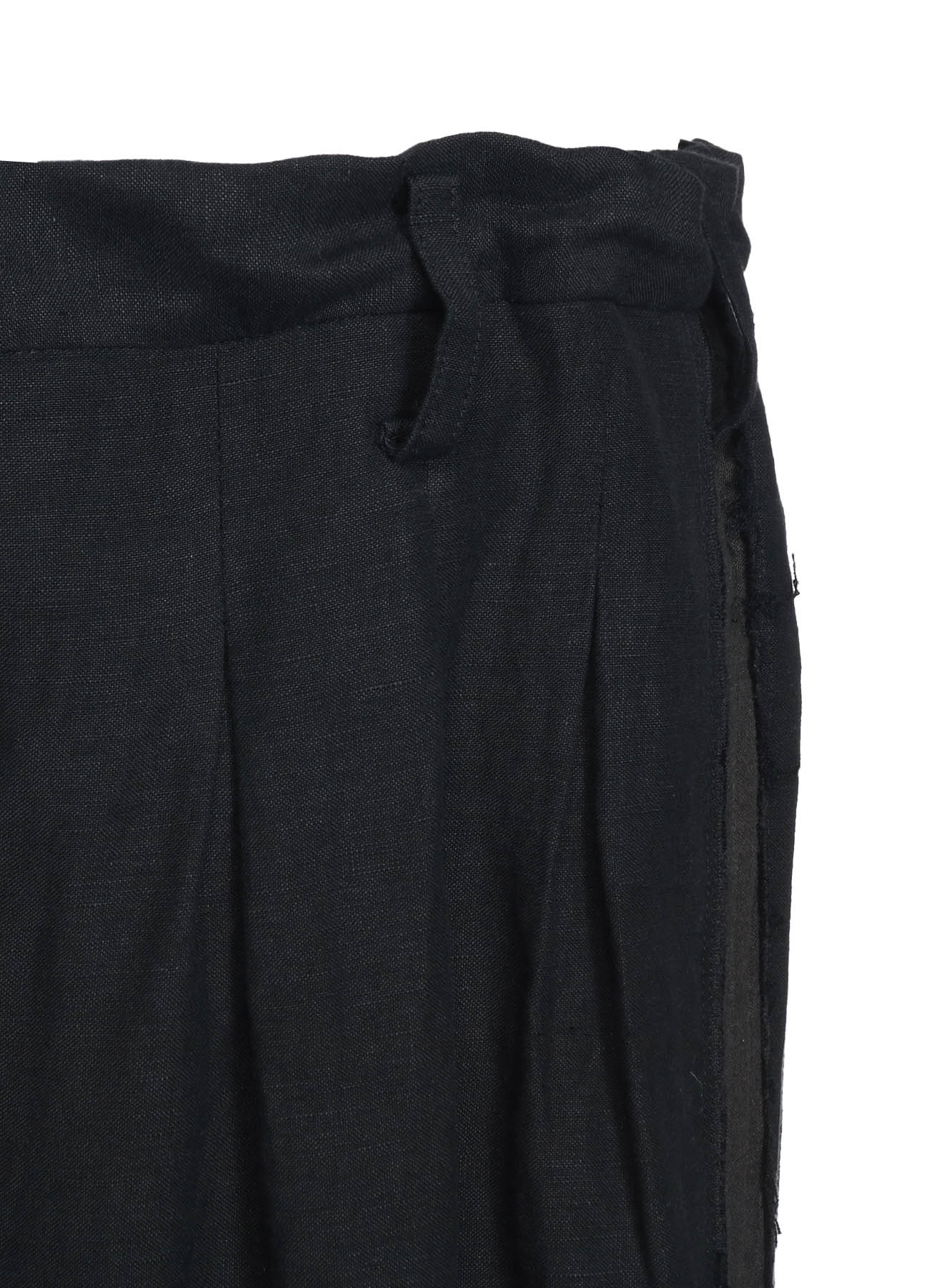 BIO-WASHED DUAL FABRIC 12-PLEATED PANTS WITH SIDE TAPE