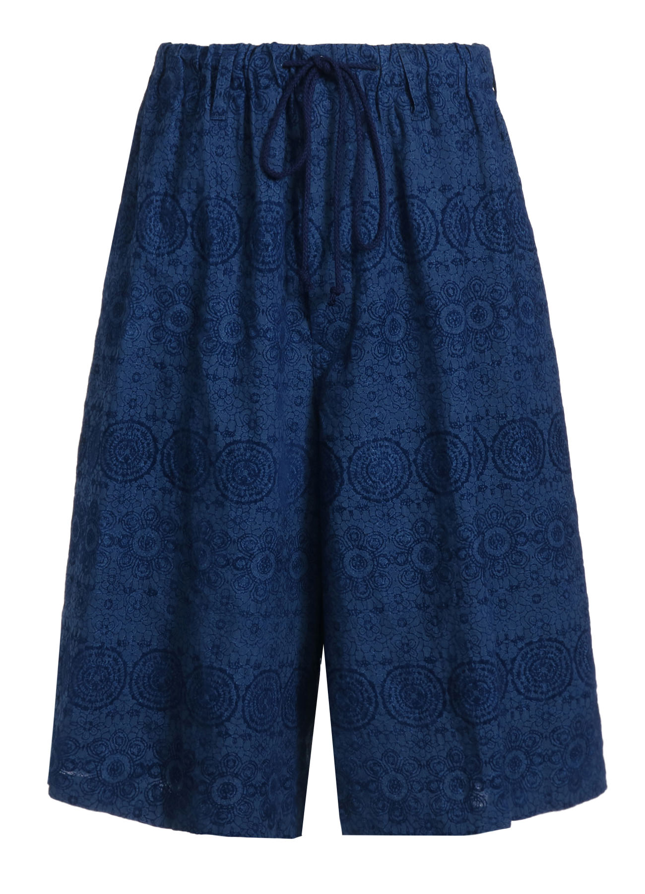 MURAL LACE FADED FLOCKY LINEN CLOTH WIDE CROPPED PANTS