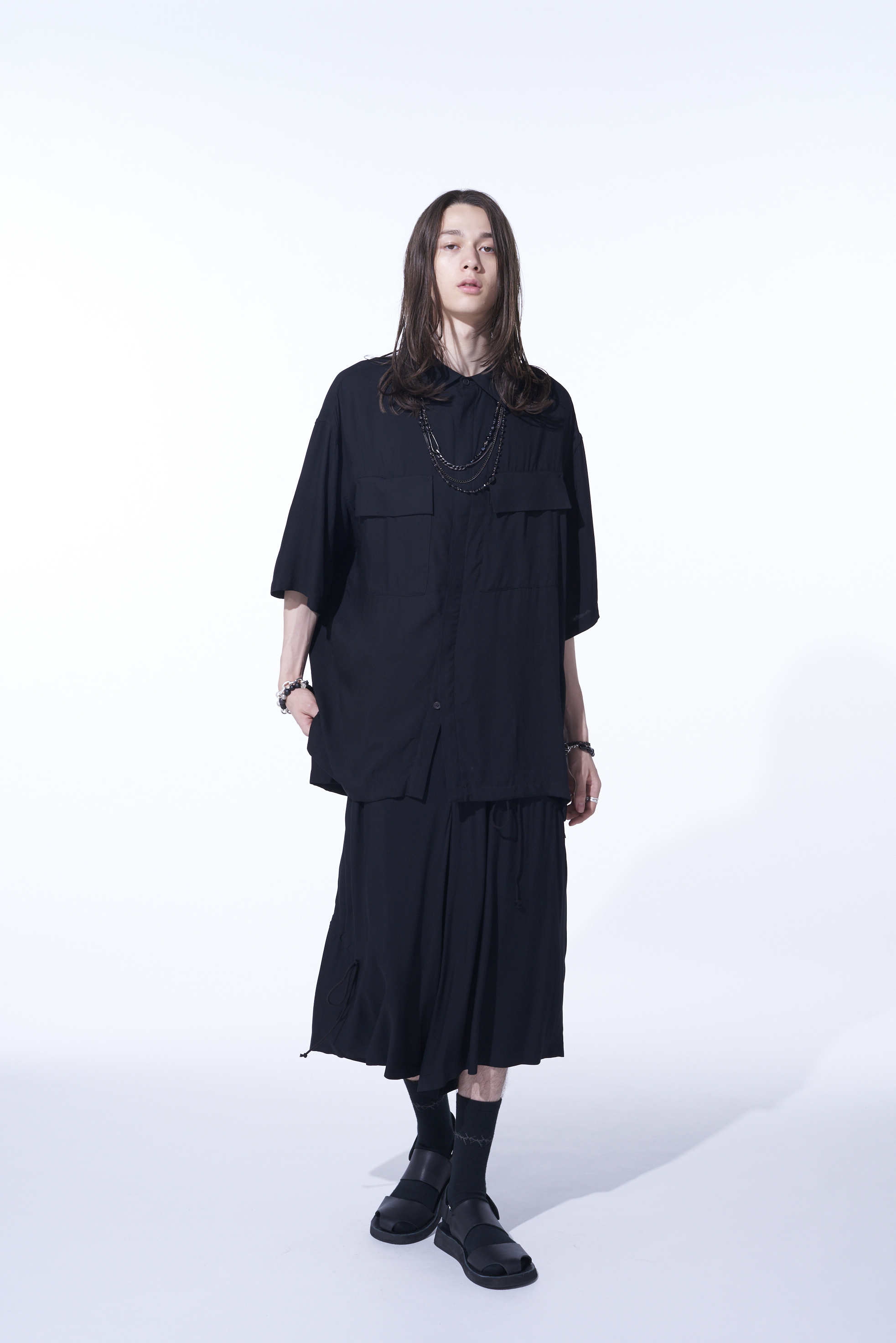 RAYON WASHER TWILL STRINGS GATHERED CROPPED PANTS