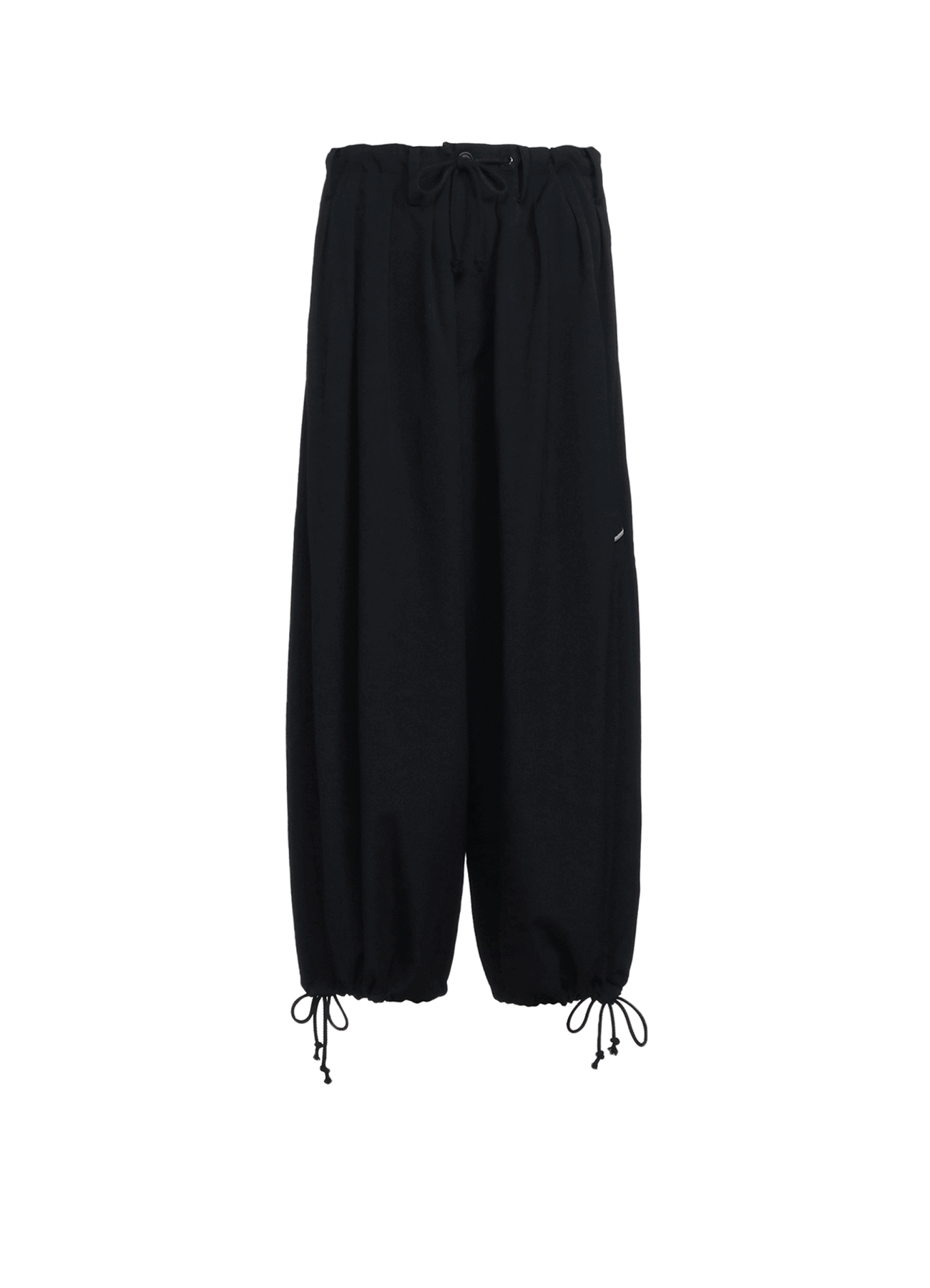 WASHER FINISHED WOOL GABARDINE BALLOON PANTS WITH ZIPPER POCKETS