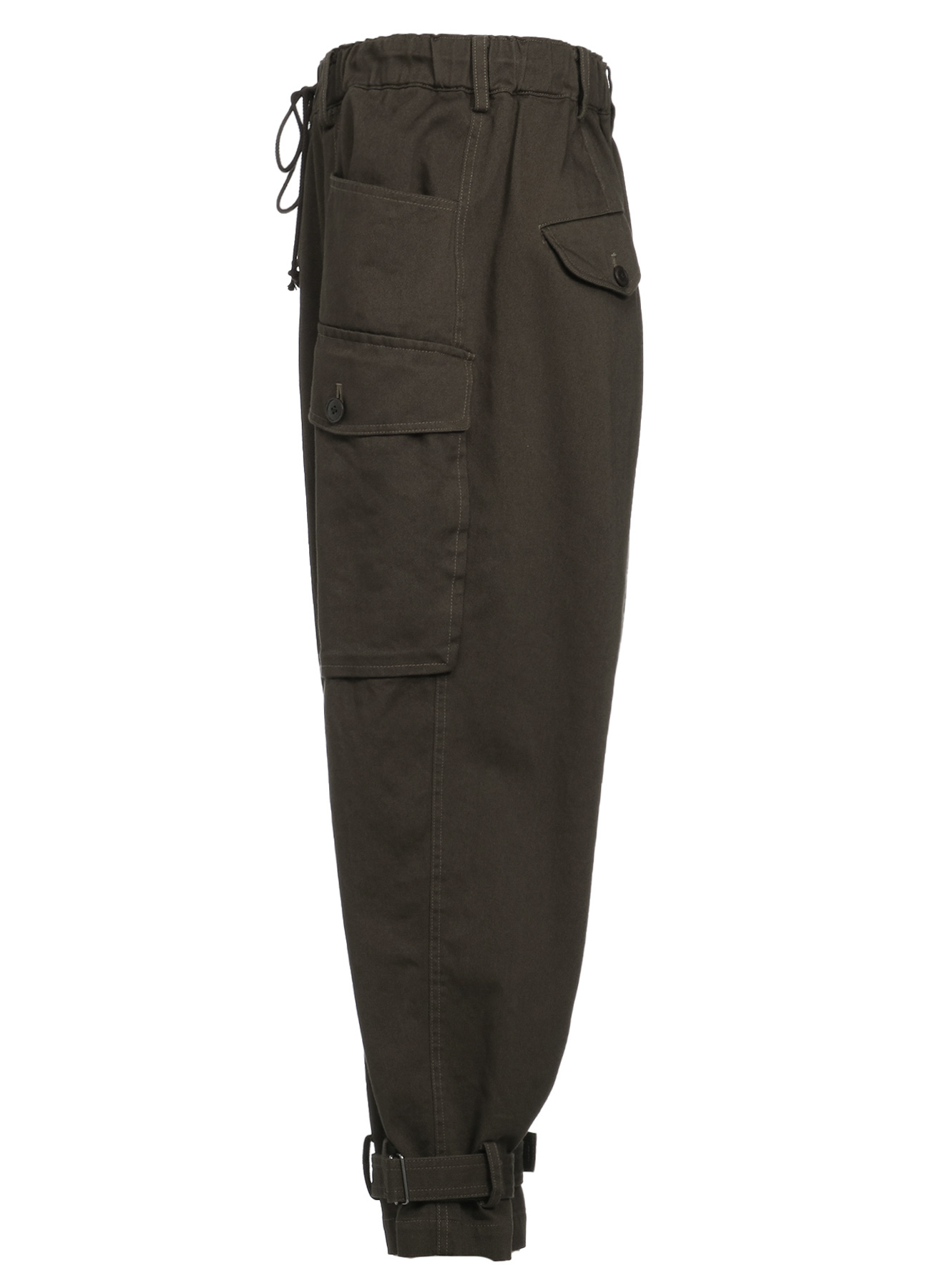 COTTON DRILL CARGO PANTS WITH BELTED HEMS