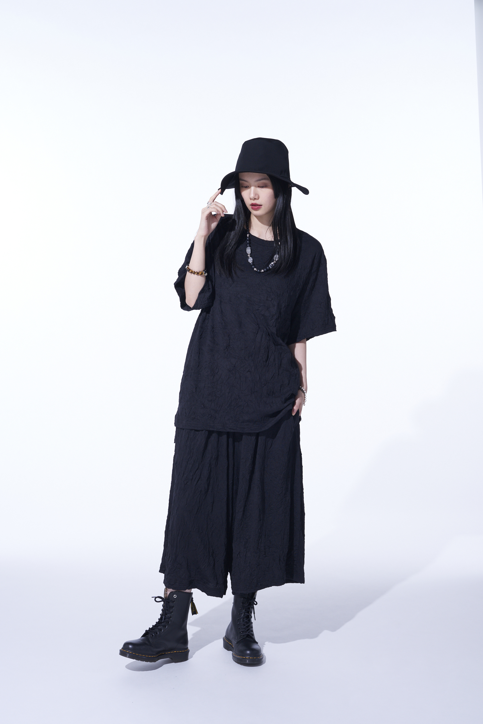 CATCH-WASHER FINISH COTTON JERSEY CULOTTE PANTS