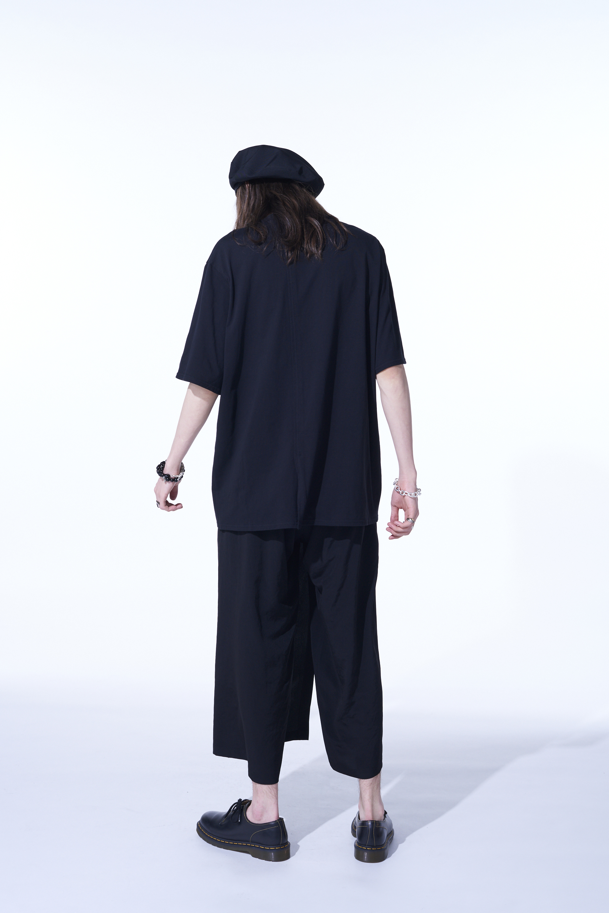 COTTON JERSEY VERTICALLY GRAFTED T-SHIRT WITH HEM SLITS