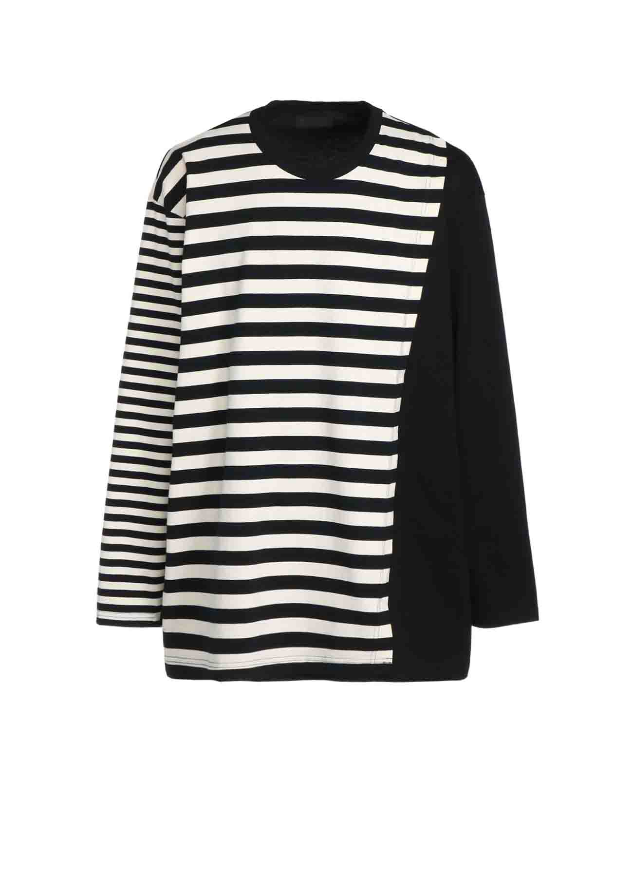 COTTON JERSEY FUSED STRIPE LAYERED LONG-SLEEVED T-SHIRT