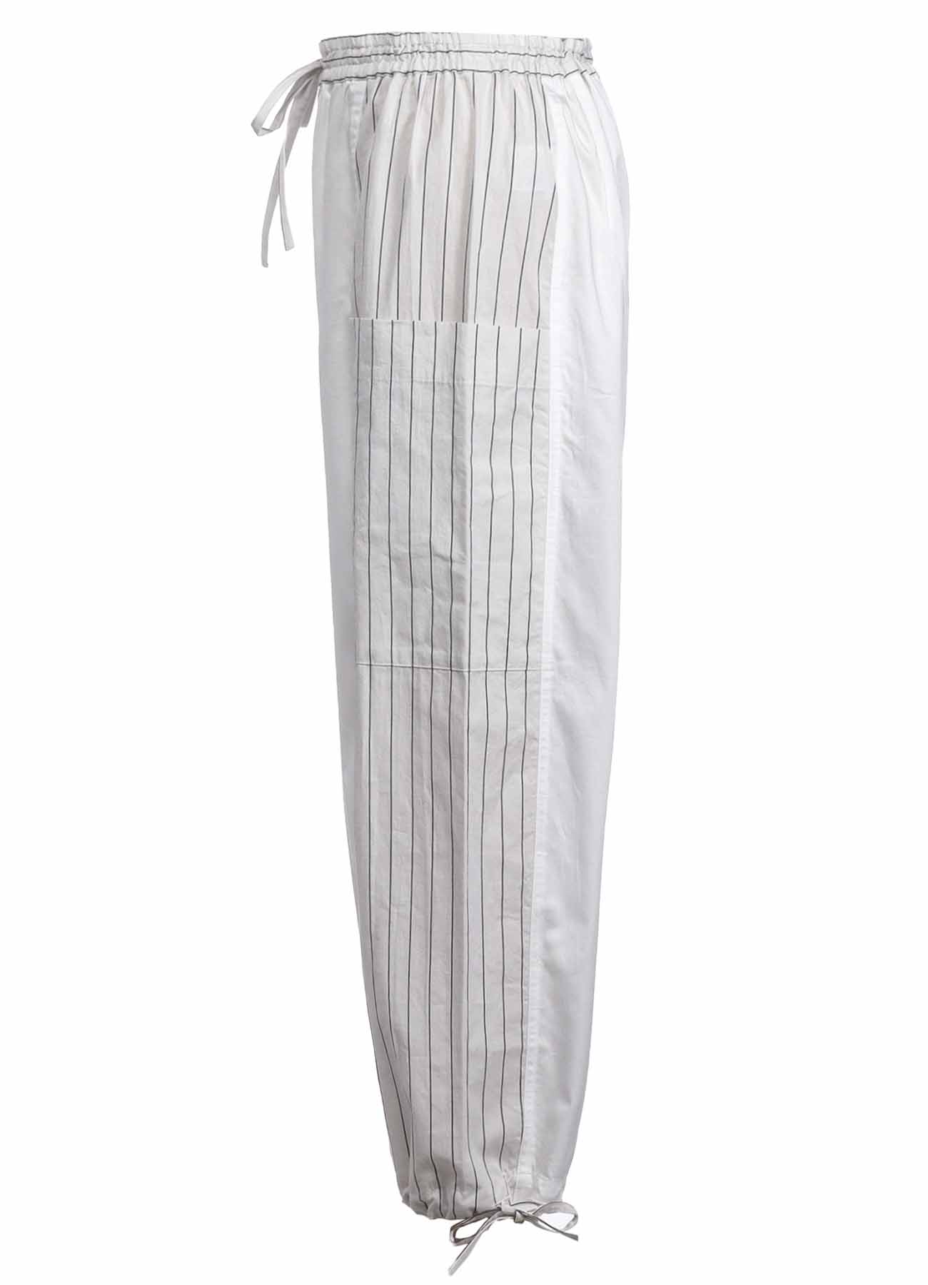 COTTON SATIN STRIPE SWITCHING PANTS (M)