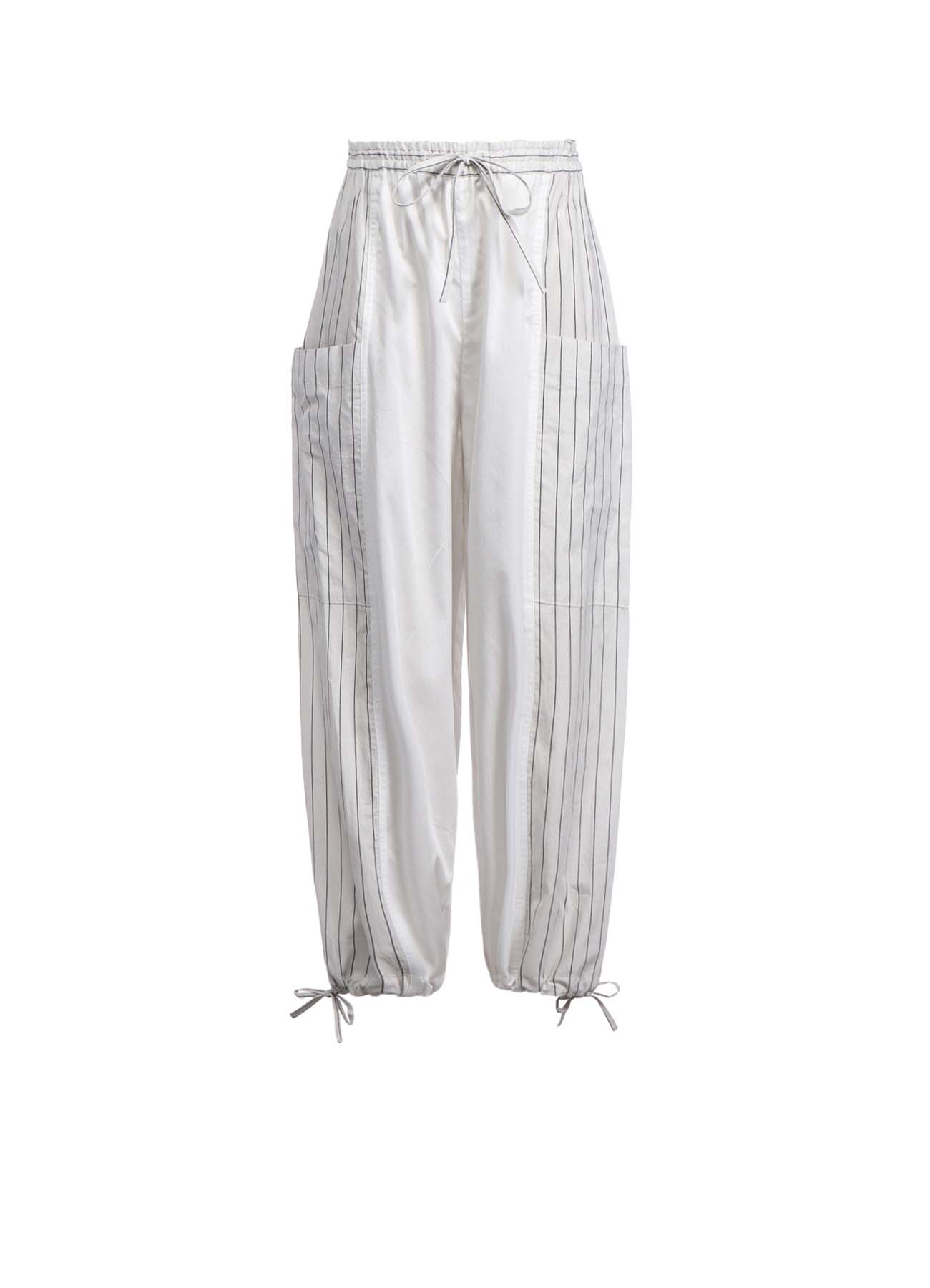 COTTON SATIN STRIPE SWITCHING PANTS (M)