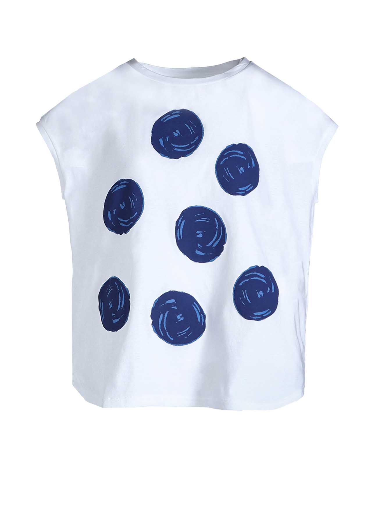 COTTON JERSEY DOT PRINT FRENCH SLEEVE SHIRT