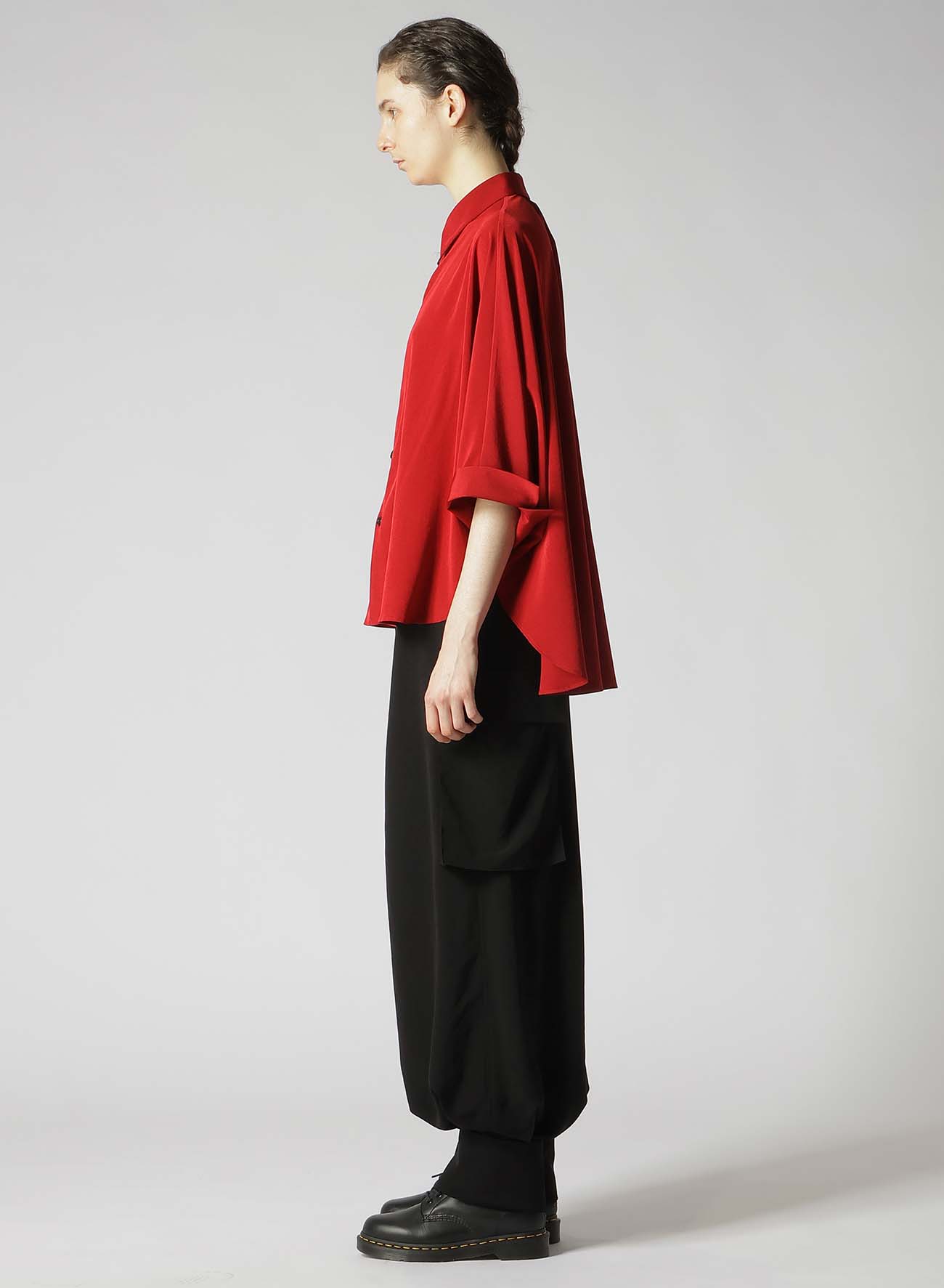 CREPE de CHINE HALF SLEEVE CAPE BLOUSE