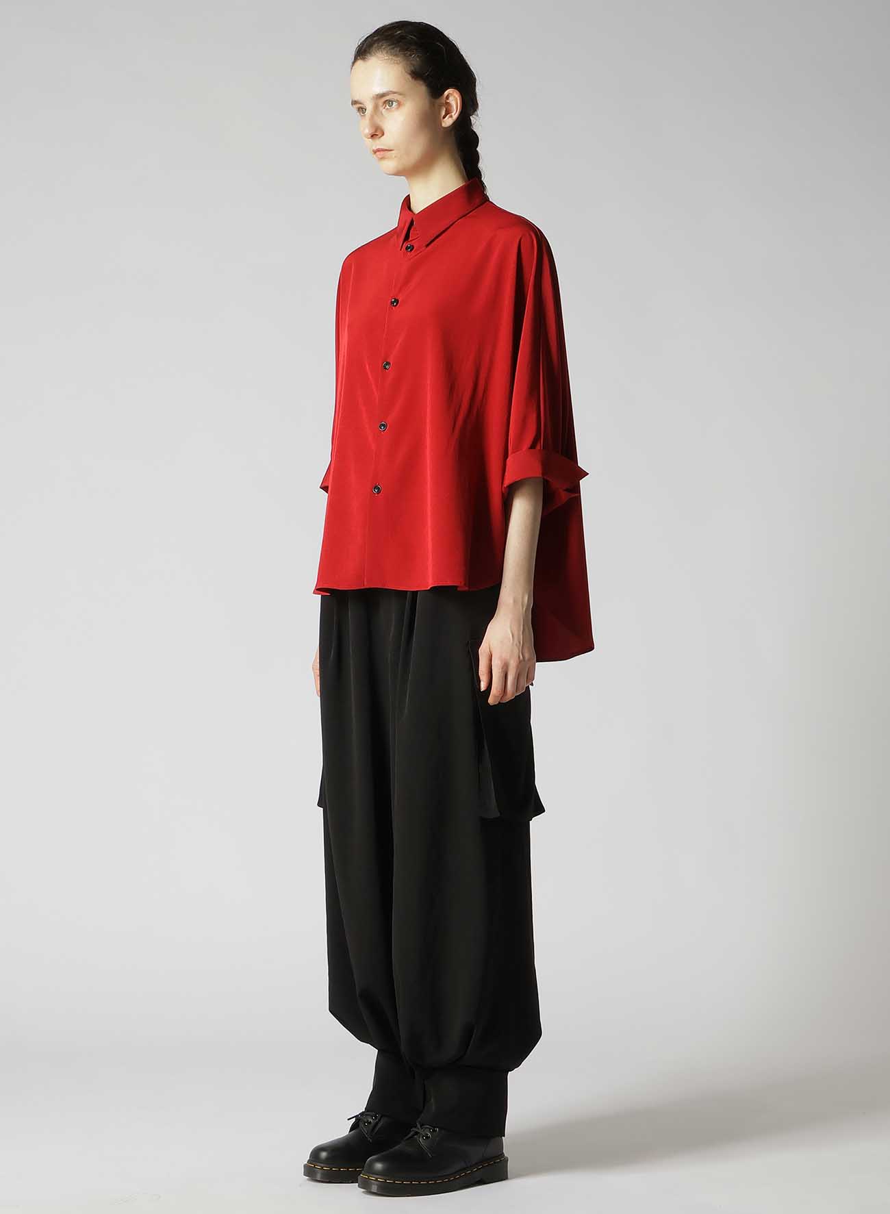 CREPE de CHINE HALF SLEEVE CAPE BLOUSE