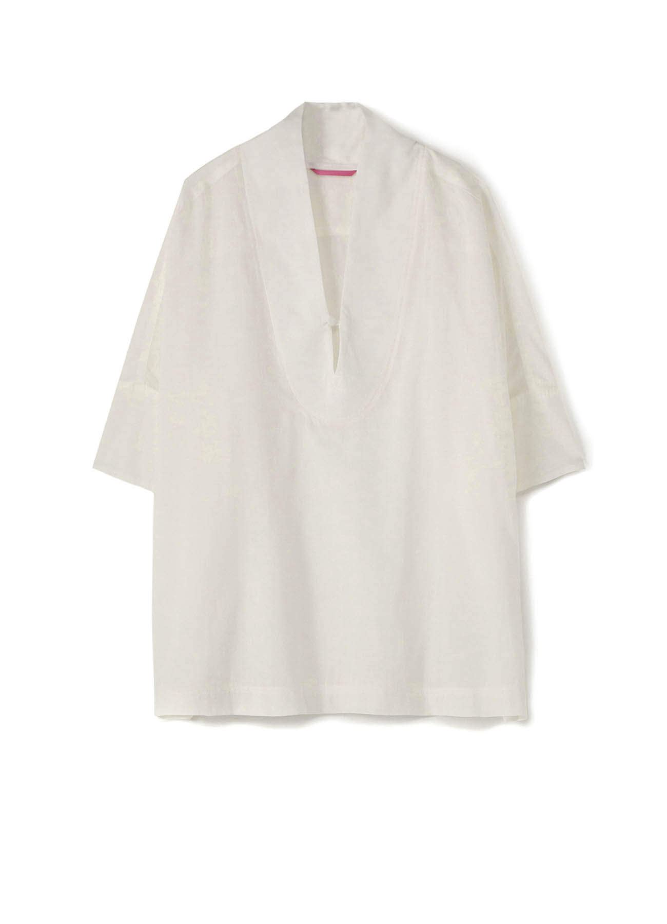 Y'sPINK COTTON SILK STAND UP COLLAR PULL OVER